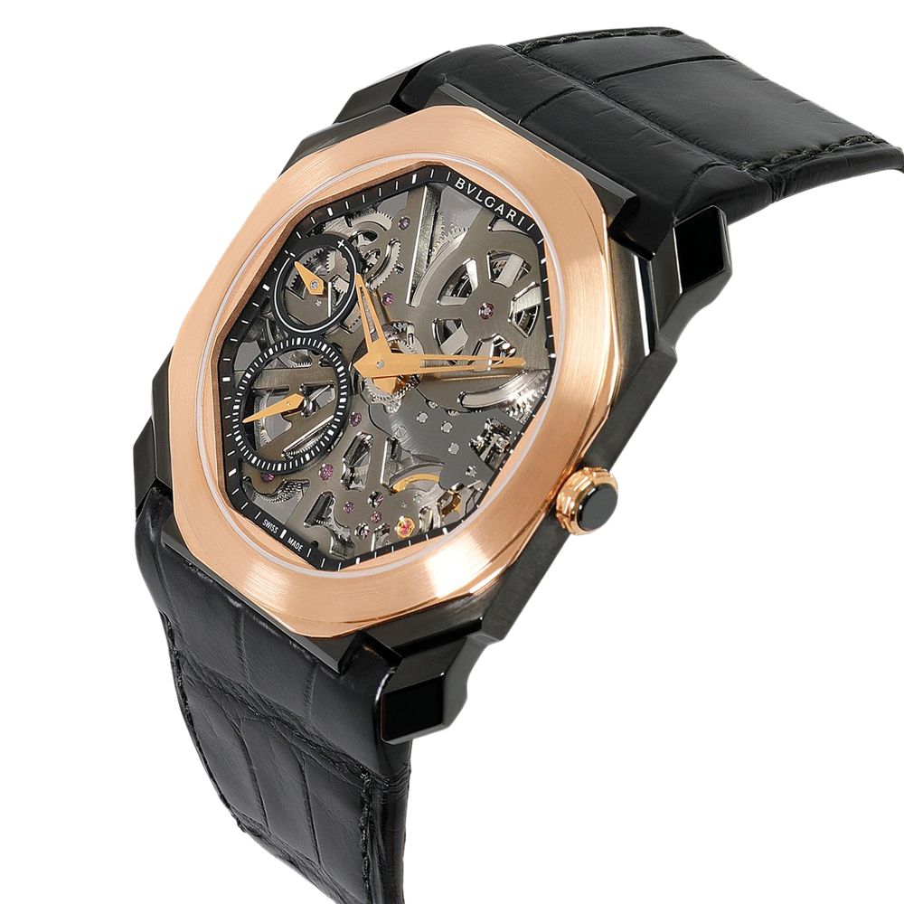 

Bvlgari Skeleton 18K Rose Gold Octo Finissimo 102469 BGO SPG STSK Men's Wristwatch, Multicolor