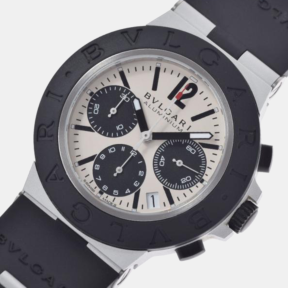 

Bvlgari Silver Aluminum Chrono BB40ATCH Men's Wristwatch 40 mm