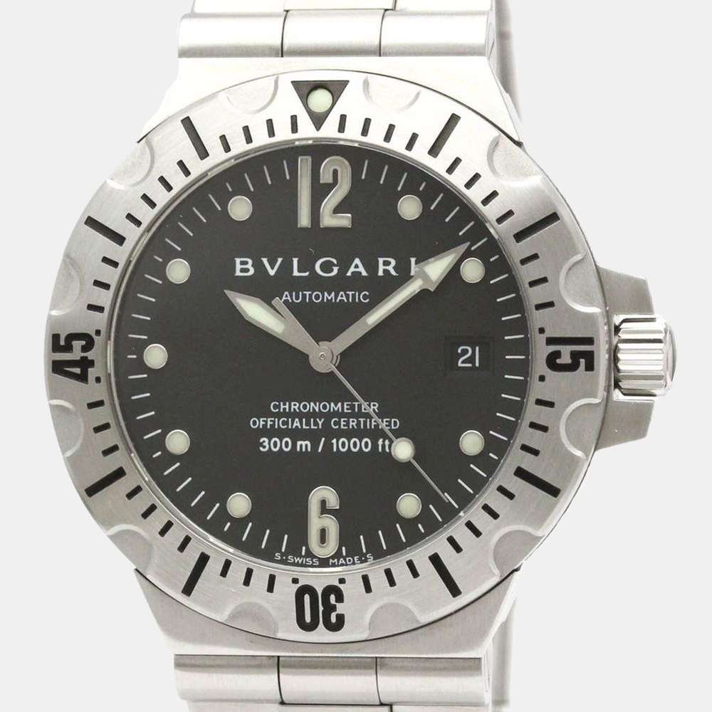 

Bvlgari Black Stainless Steel Diagono Scuba SD40S Automatic Men's Wristwatch 40 mm