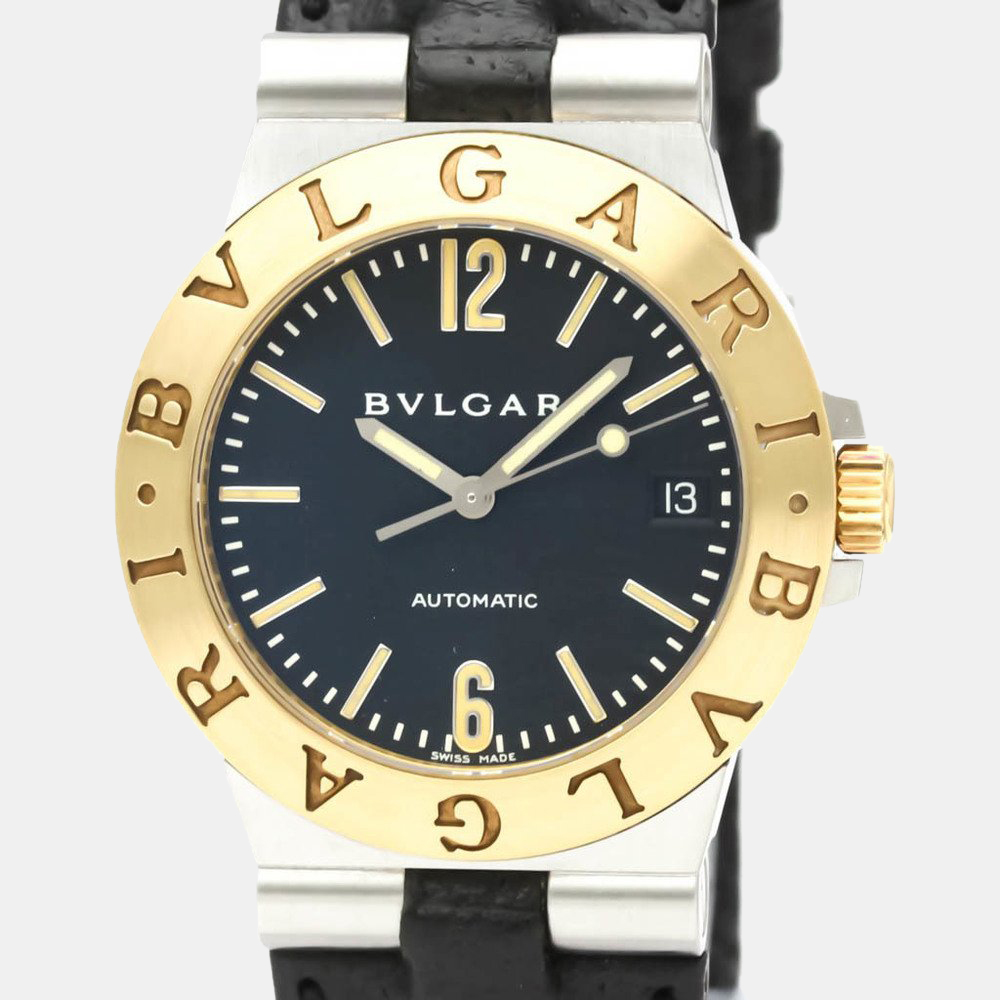 

Bvlgari Black 18K Yellow Gold And Stainless Steel Diagono Automatic Women's Wristwatch 35 mm