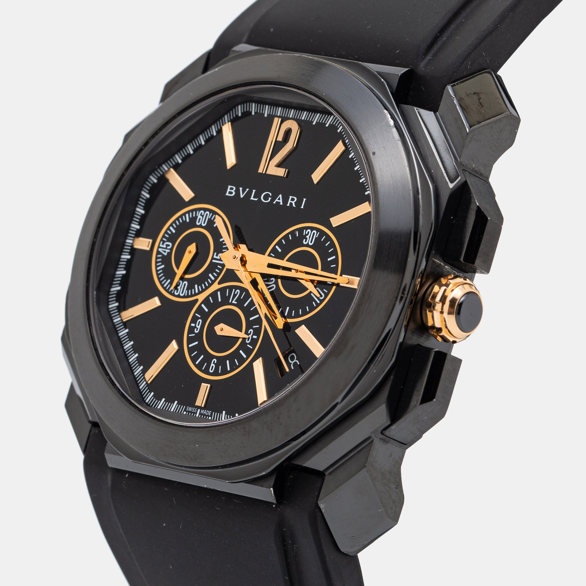 

Bvlgari Black PVD Coated Stainless Steel Rubber Octo