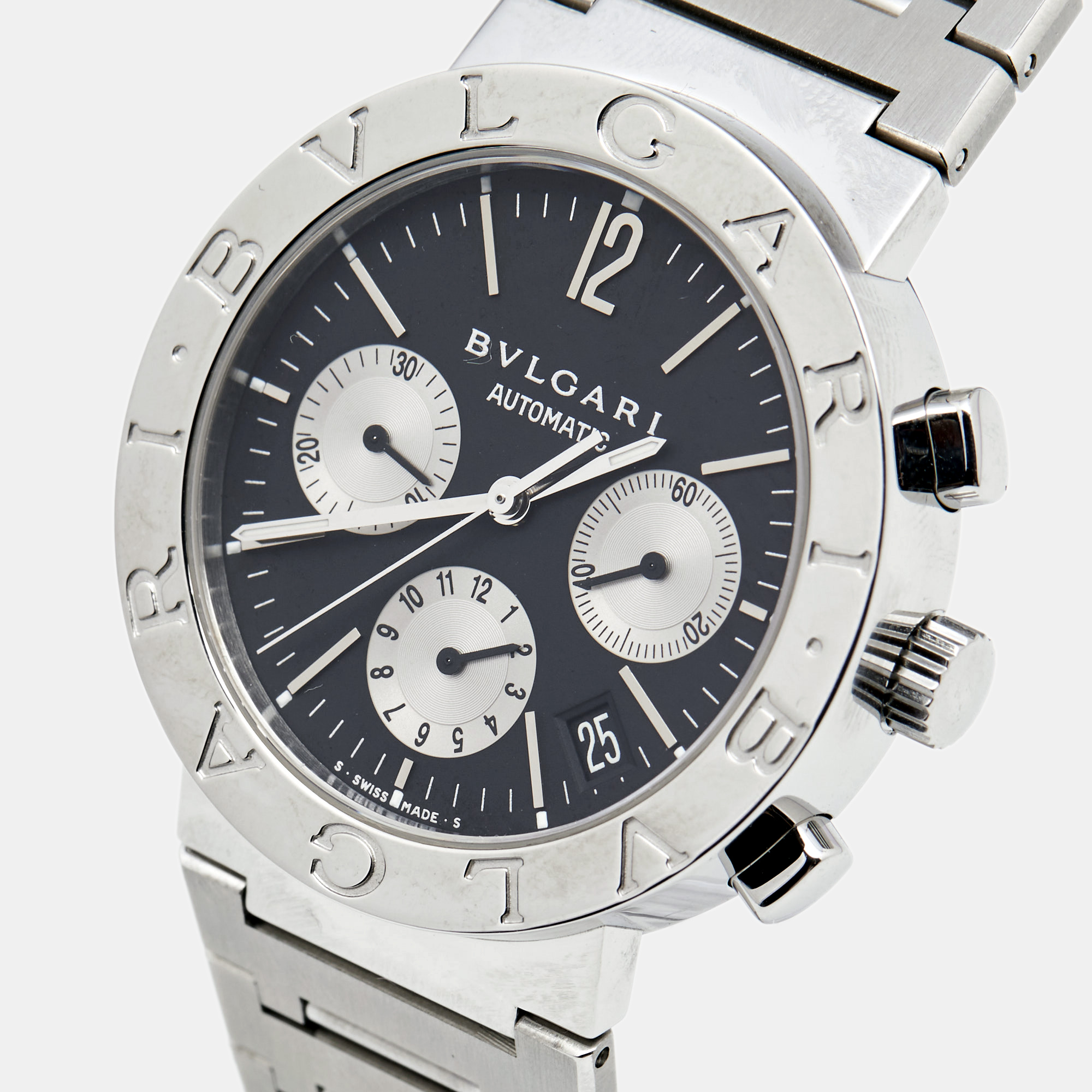 

Bvlgari Black Stainless Steel Bvlgari Bvlgari BB38SSCH Men's Wristwatch