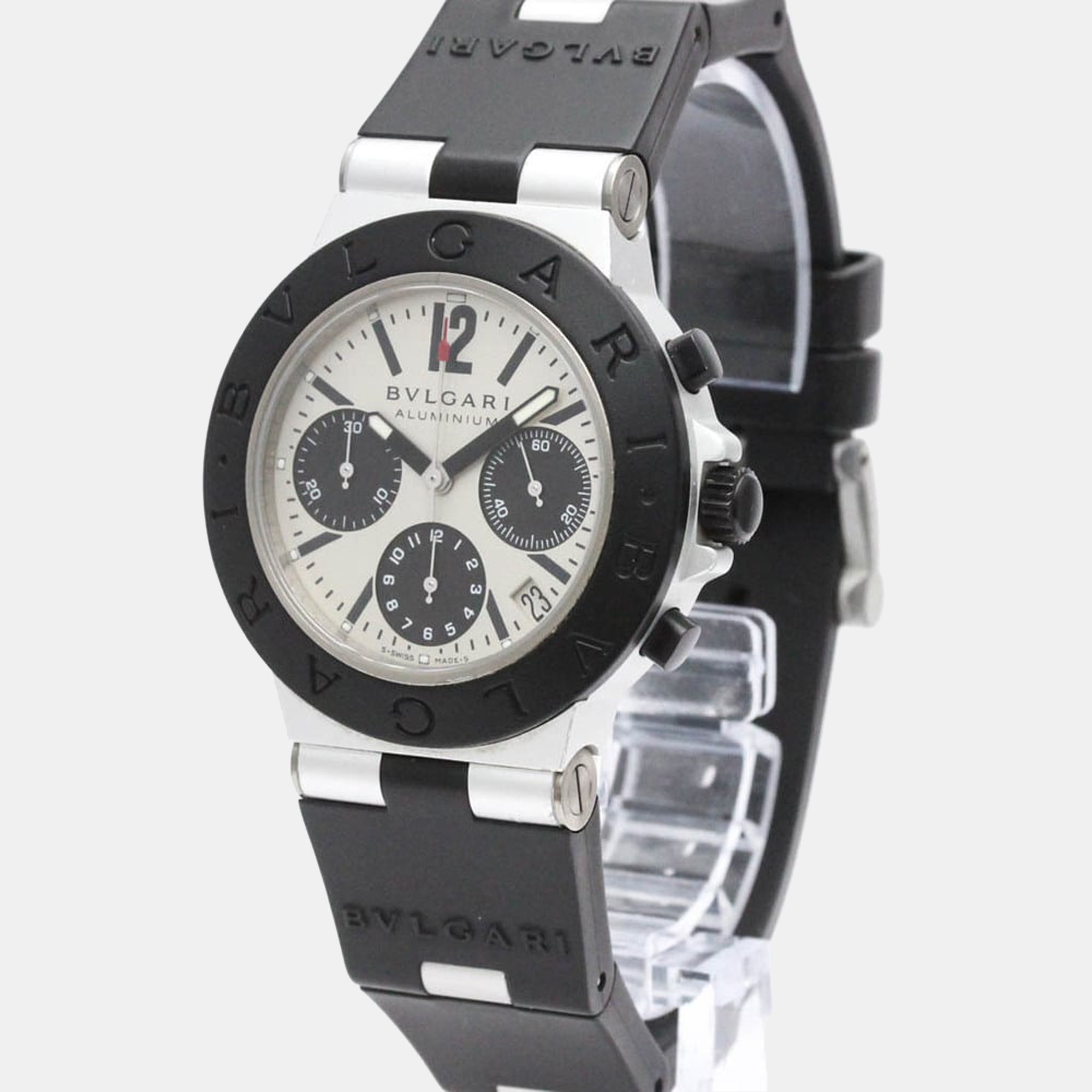 Bvlgari Silver Aluminium Diagono AC38TA Automatic Men's Wristwatch 38 mm