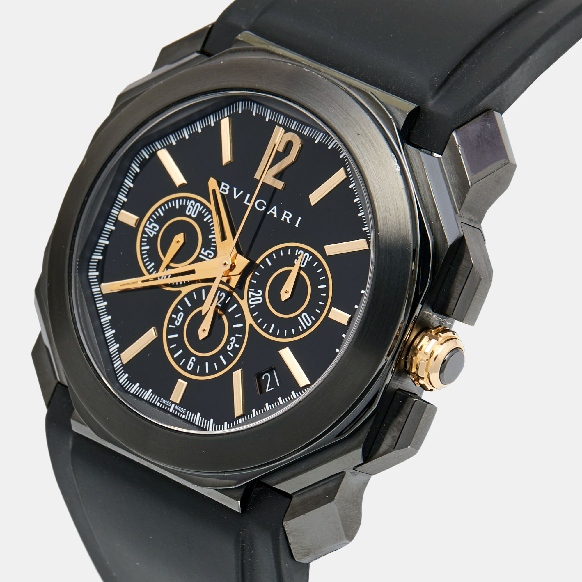 

Bvlgari Black DLC Coated Stainless Steel Rubber Octo Chronograph