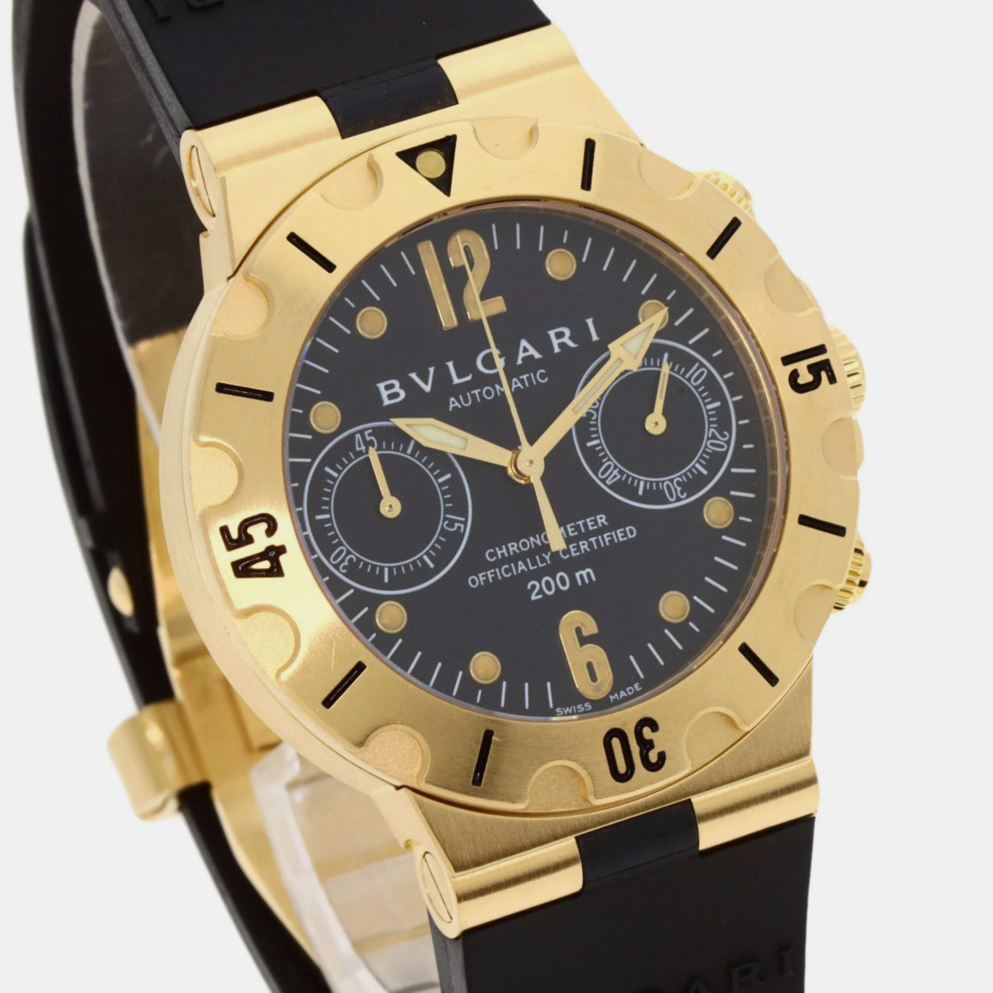 

Bvlgari Black 18k Yellow Gold Diagono SC38G Automatic Men's Wristwatch 38 mm