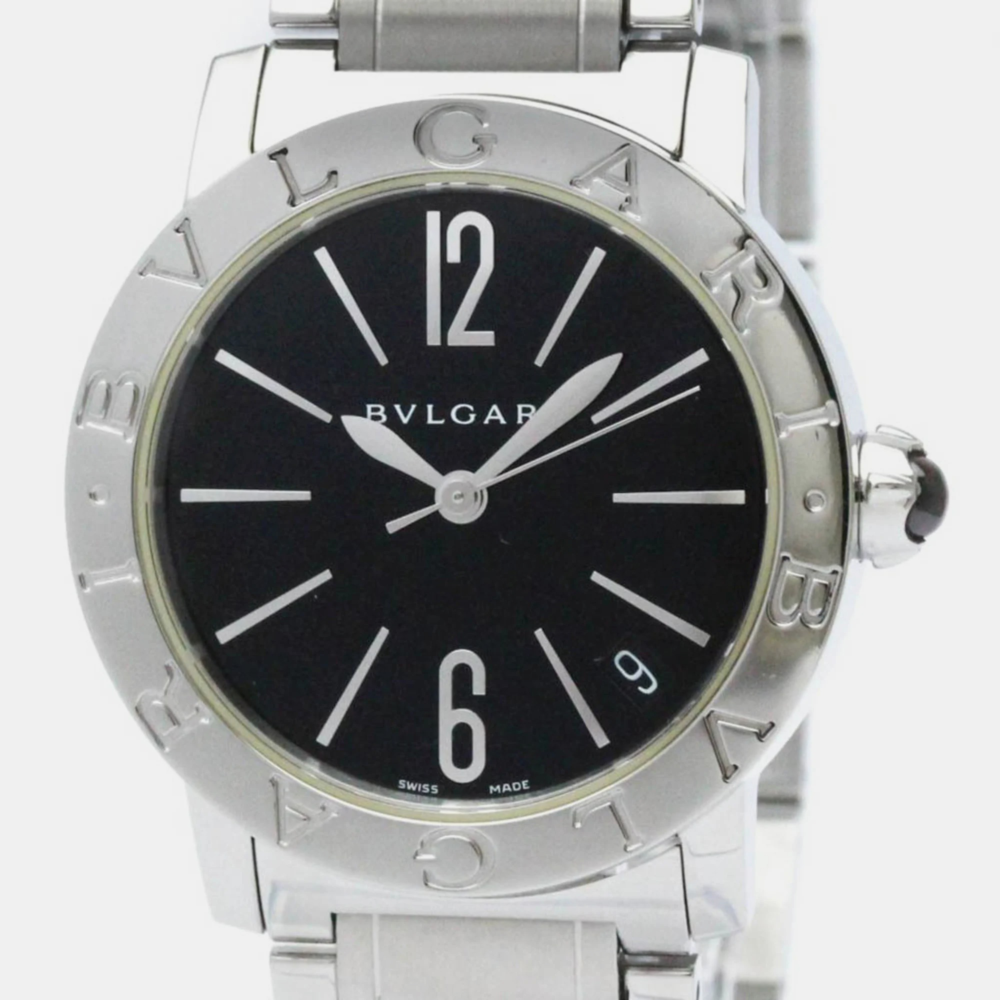 Pre-owned Bvlgari Bbl33s Automatic Men's Wristwatch 33 Mm In Black
