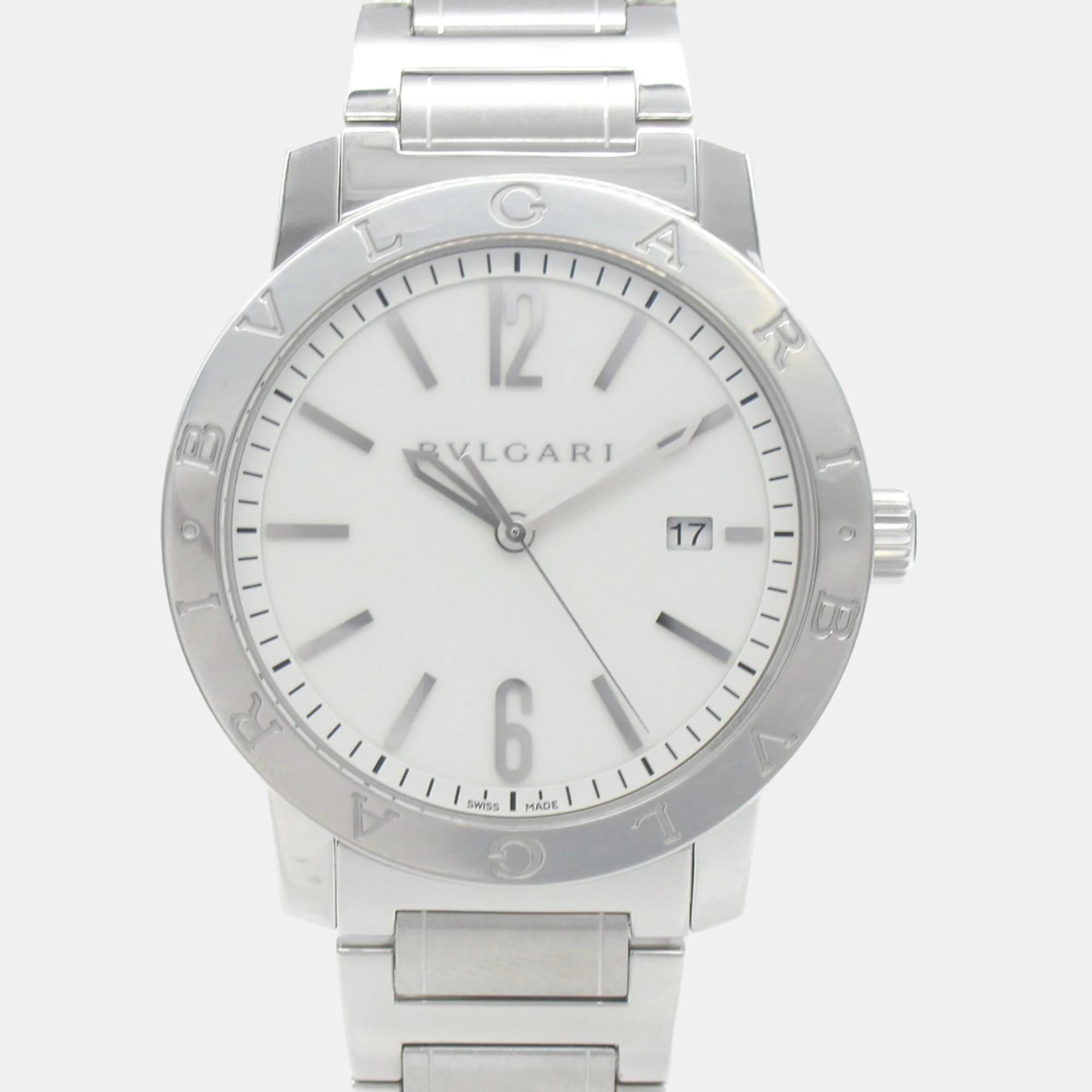 

Bvlgari White Stainless Steel Bvlgari Bvlgari BB41S Automatic Men's Wristwatch