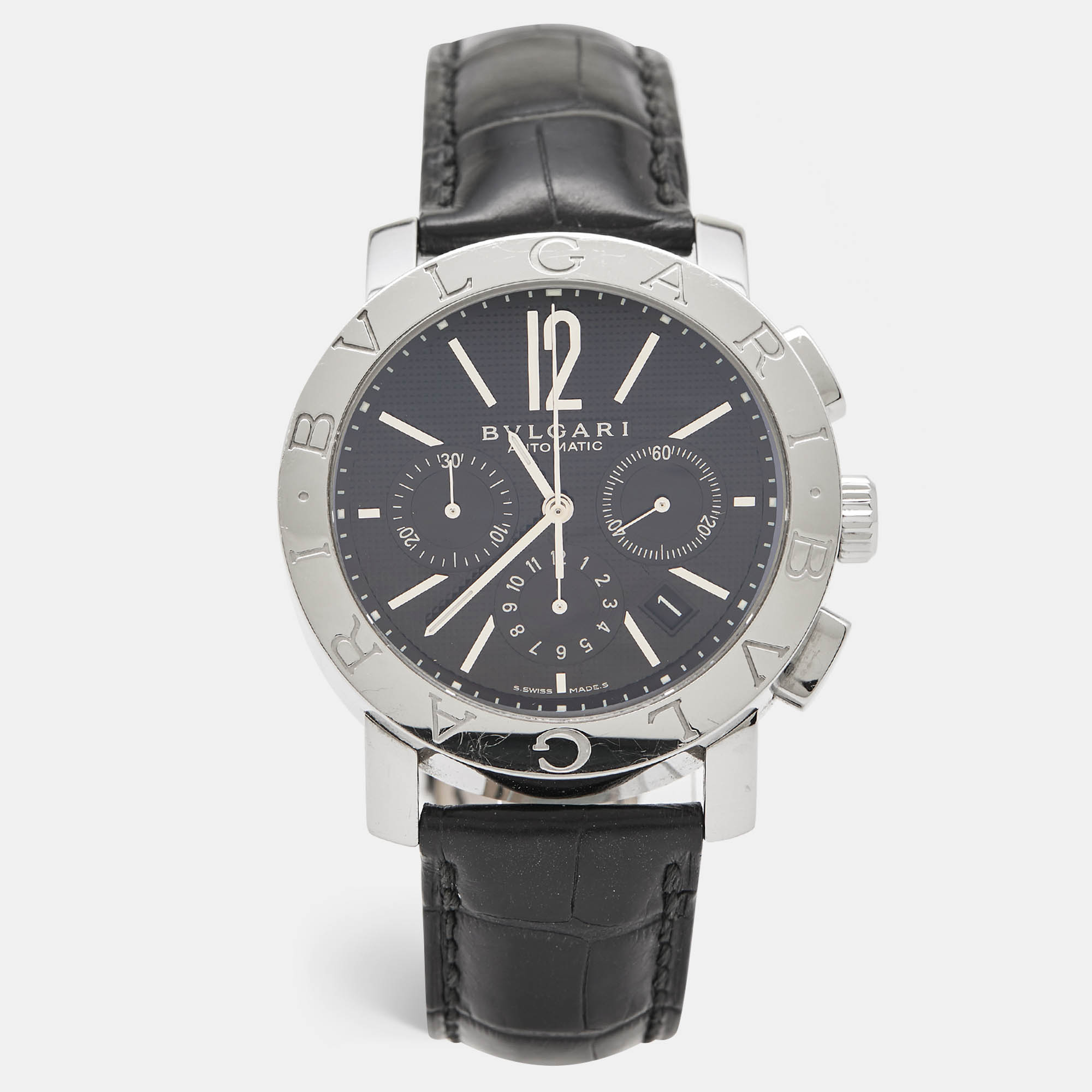 Pre-owned Bvlgari Bb42bsldch Men's Wristwatch 42 Mm In Black
