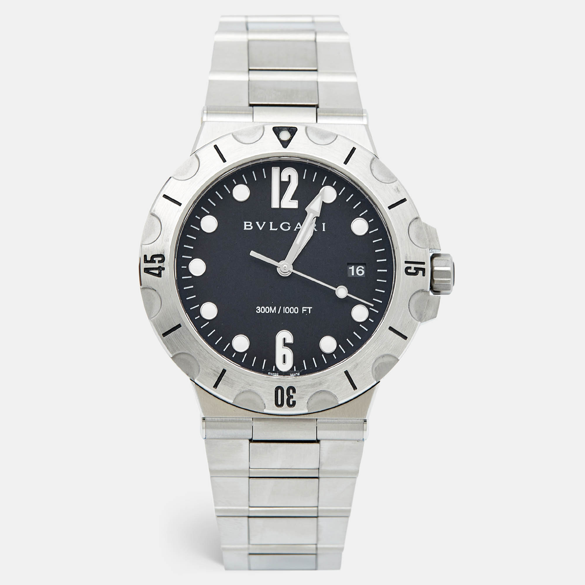 Bvlgari Black Stainless Steel Diagono Scuba 102323 Men's Wristwatch 41 mm 