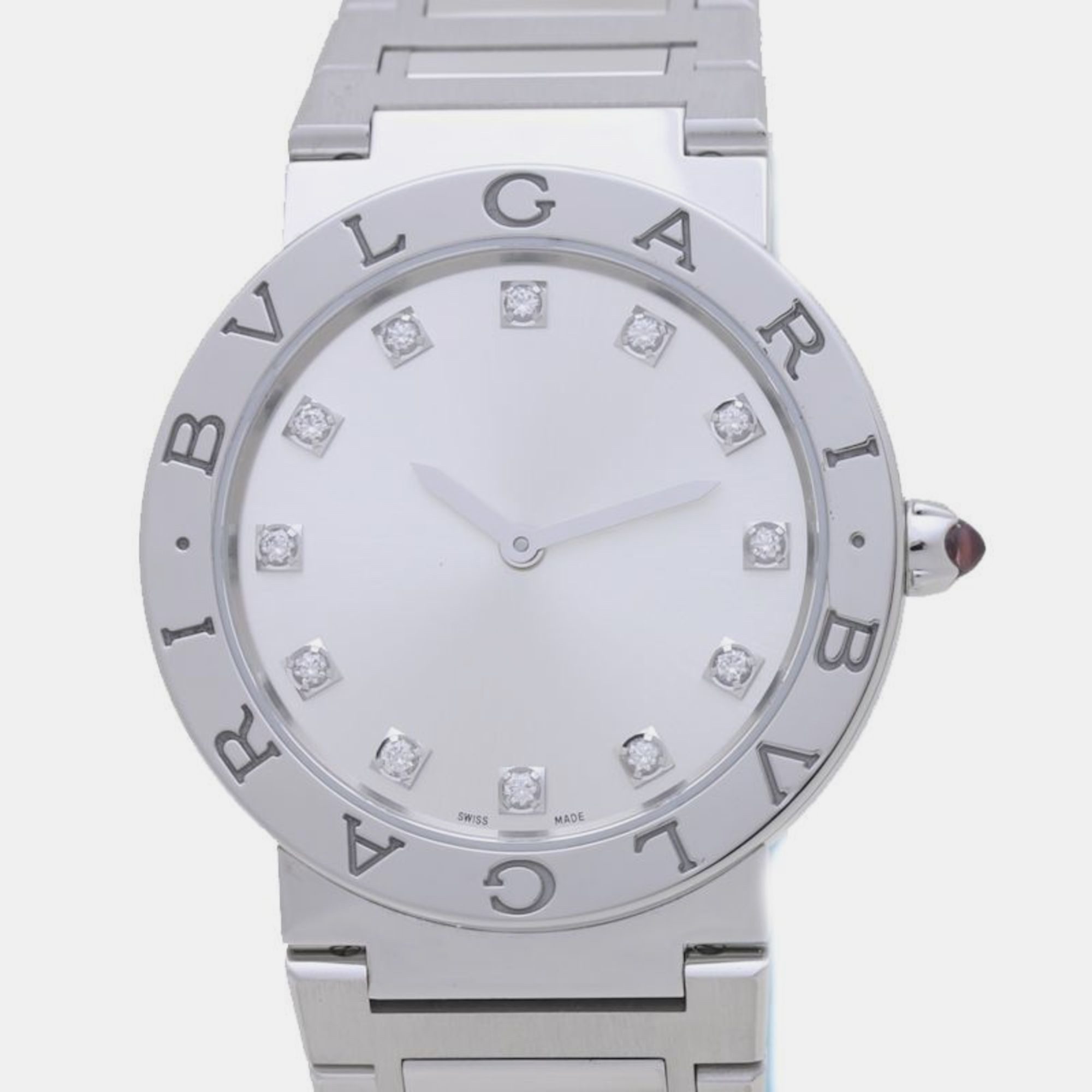

Bvlgari Silver Stainless Steel and Diamond BB33S Automatic Men's Wristwatch
