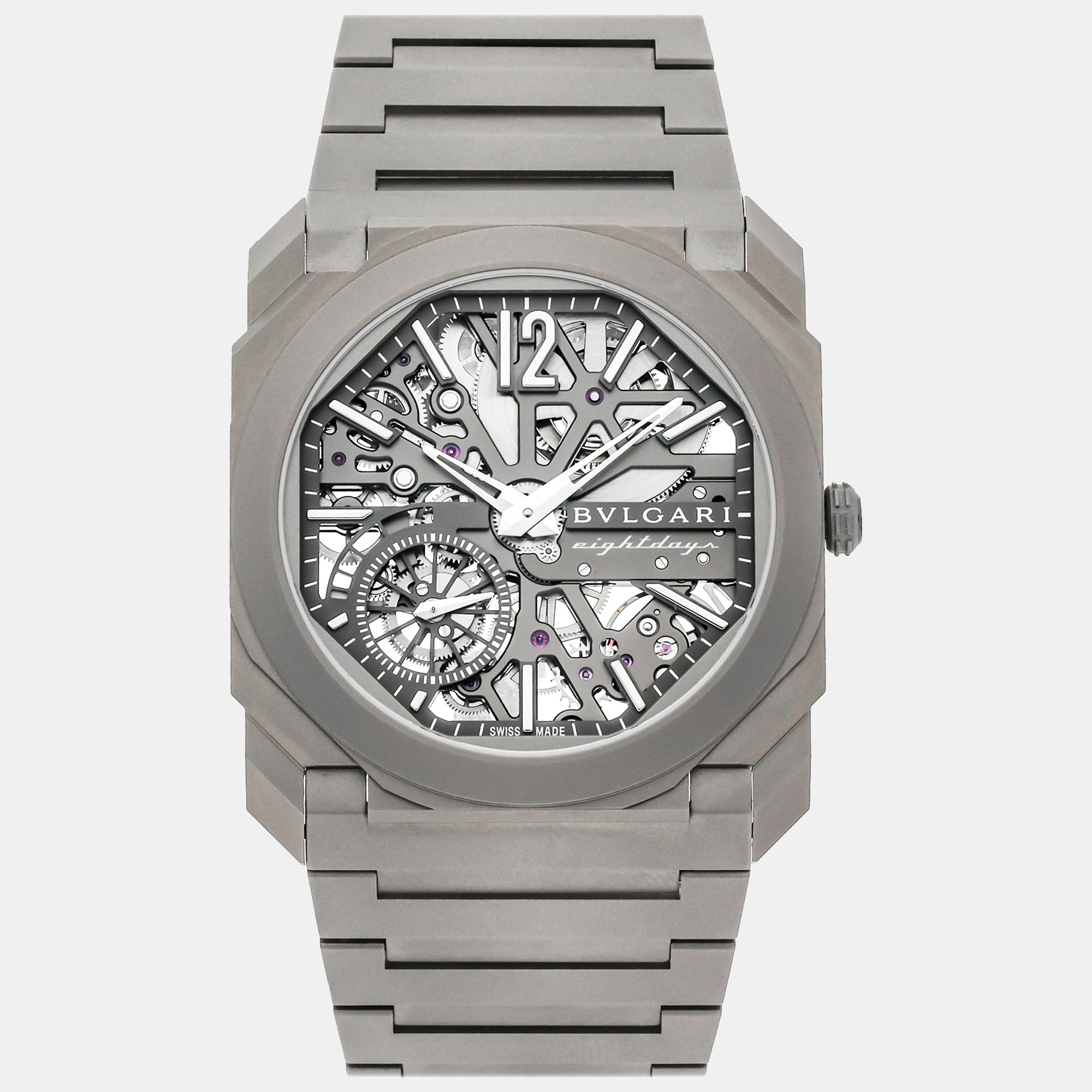 

Bvlgari Grey Titanium Octo Finissimo Manual Wind Men's Wristwatch 40 mm