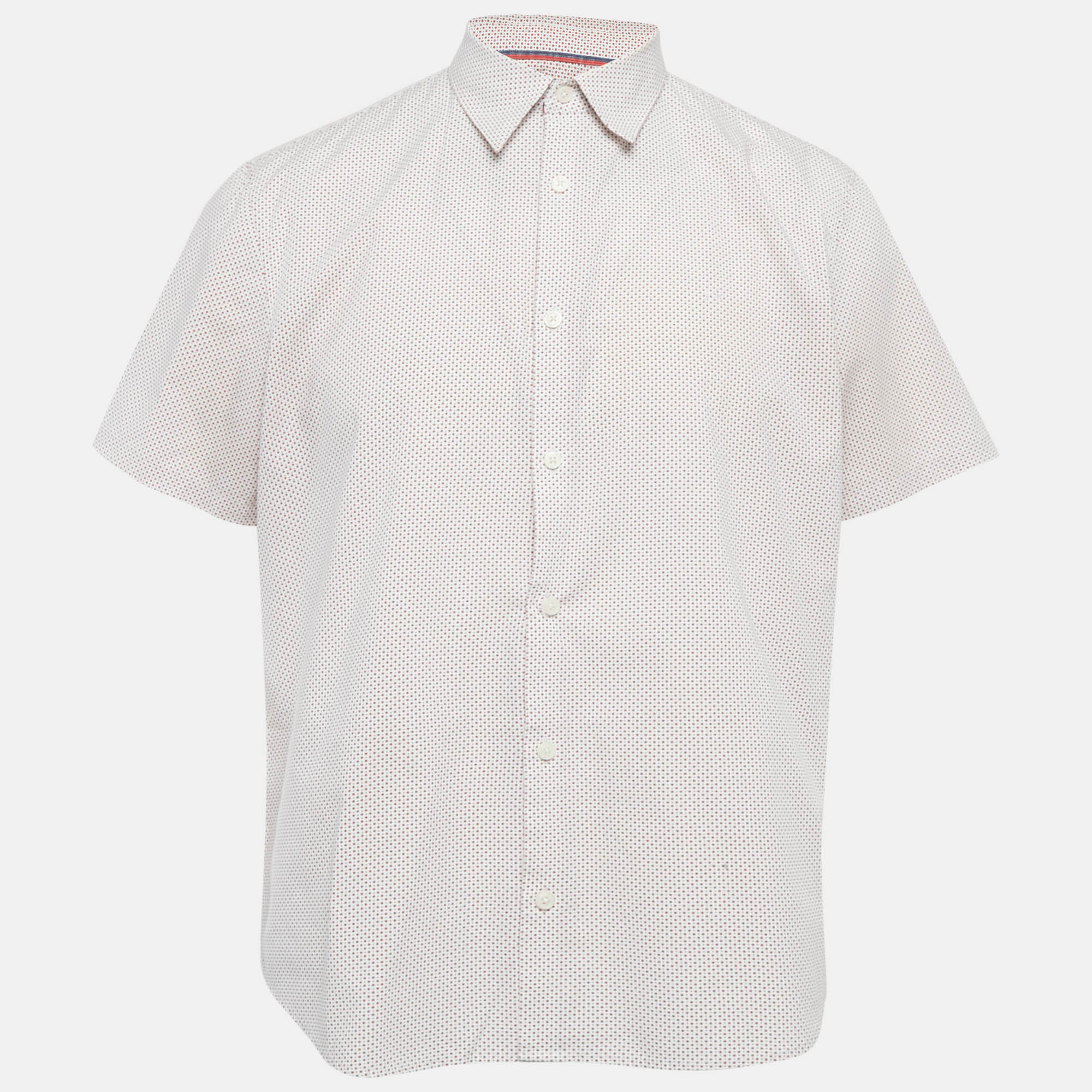 

Calvin Klein White/Red Dots Print Cotton Blend Half Sleeve Shirt L