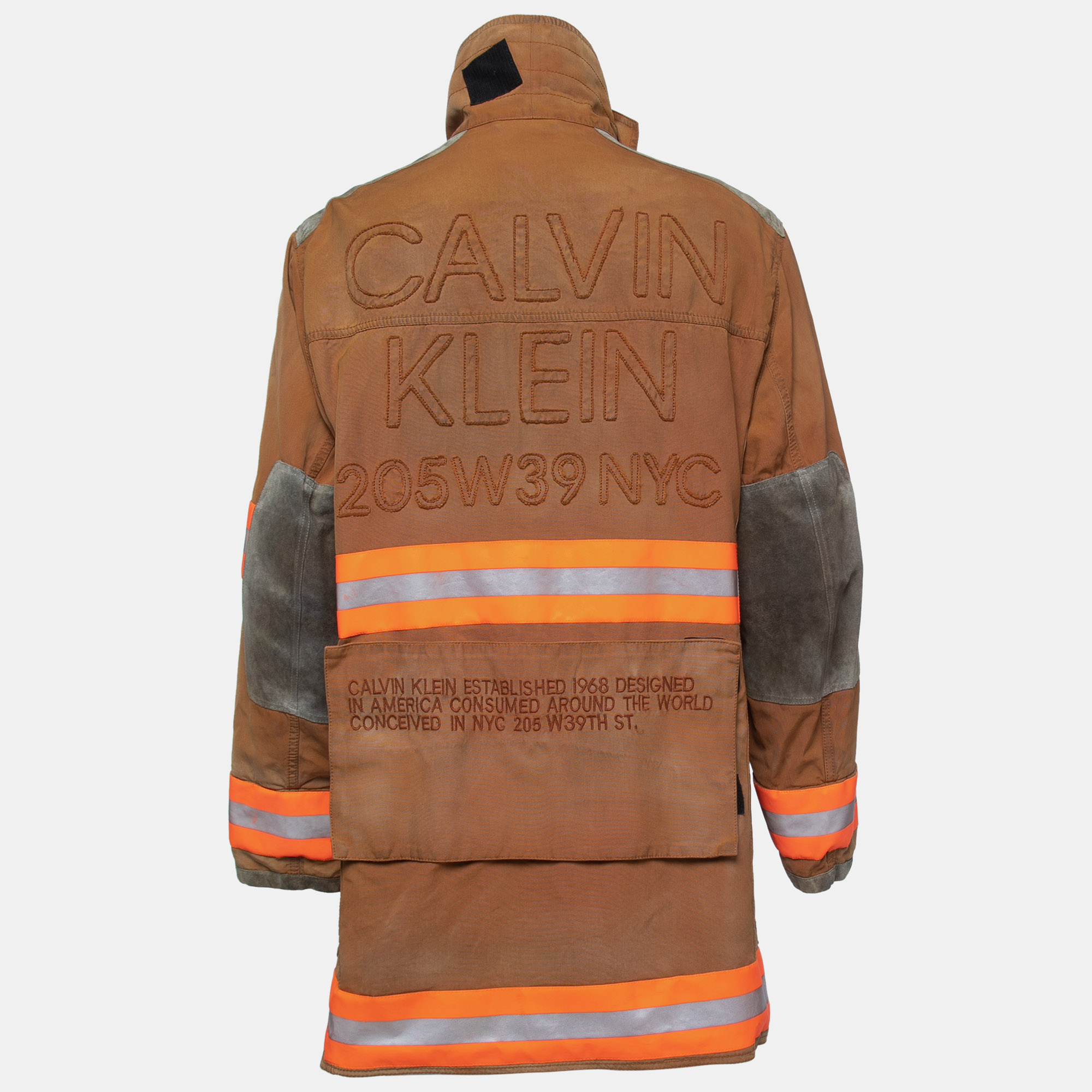 

Calvin Klein Brown Distressed Cotton Fireman Reflective Jacket