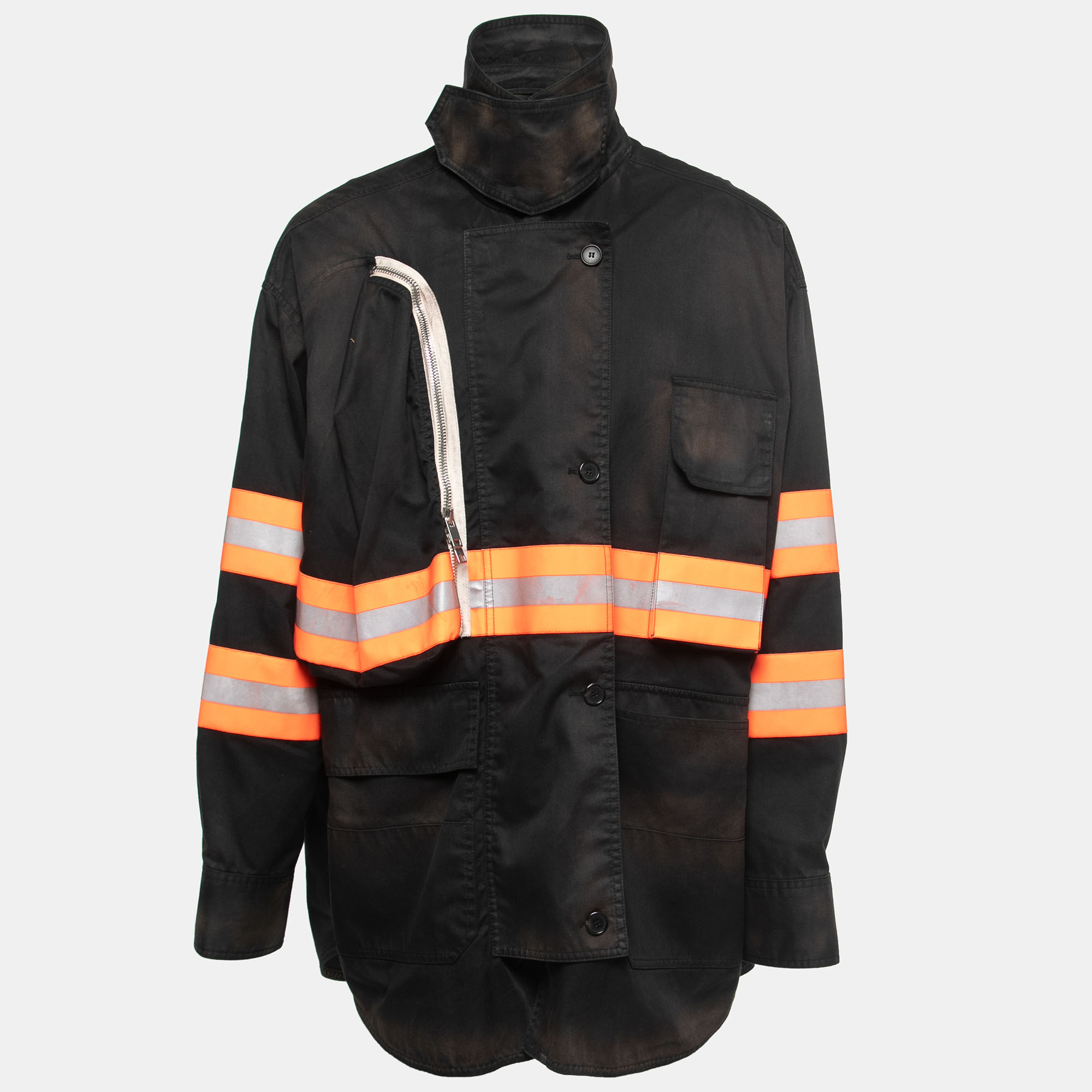 Pre-owned Calvin Klein Black Cotton Reflective Fireman Jacket M