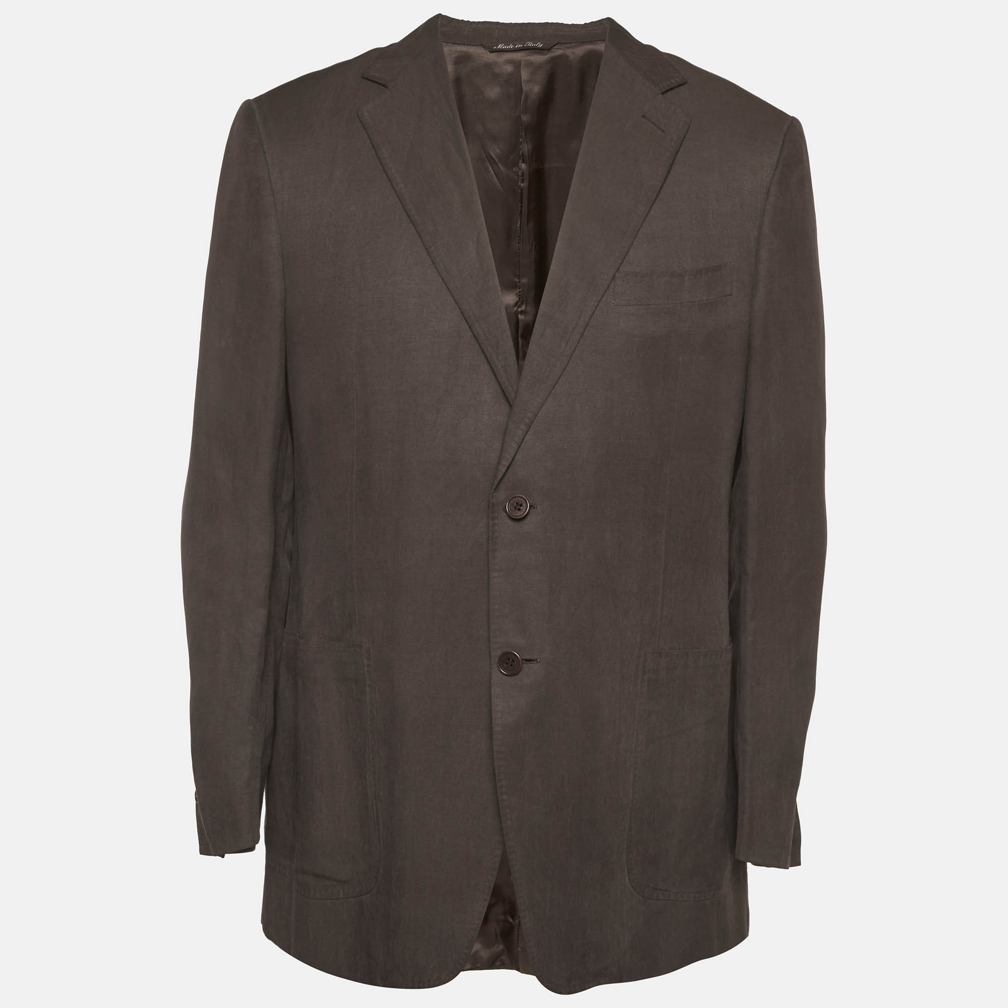 

Canali Brown Linen Blend Long Sleeve Tailored Jacket L