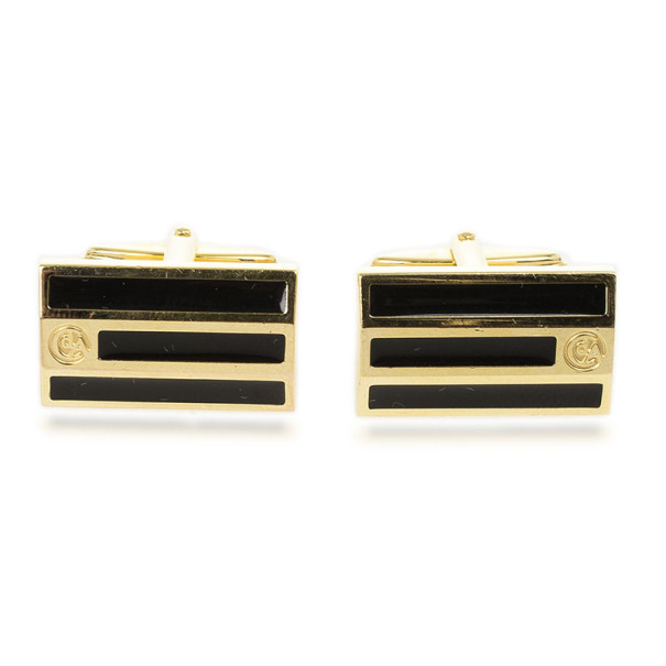Caran D'Ache Black Enameled Gold Plated Cufflinks