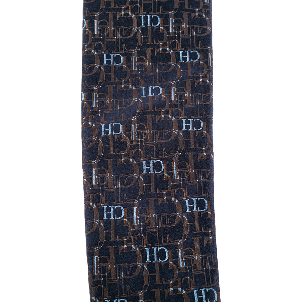 

CH Carolina Herrera Navy Blue Logo Monogram Silk Tie