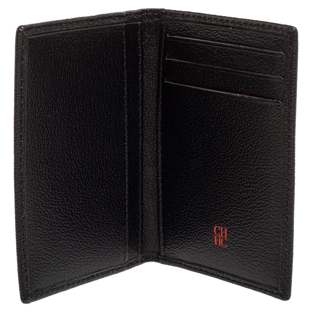 

Carolina Herrera Signature Embossed Leather Bifold Card Case, Black