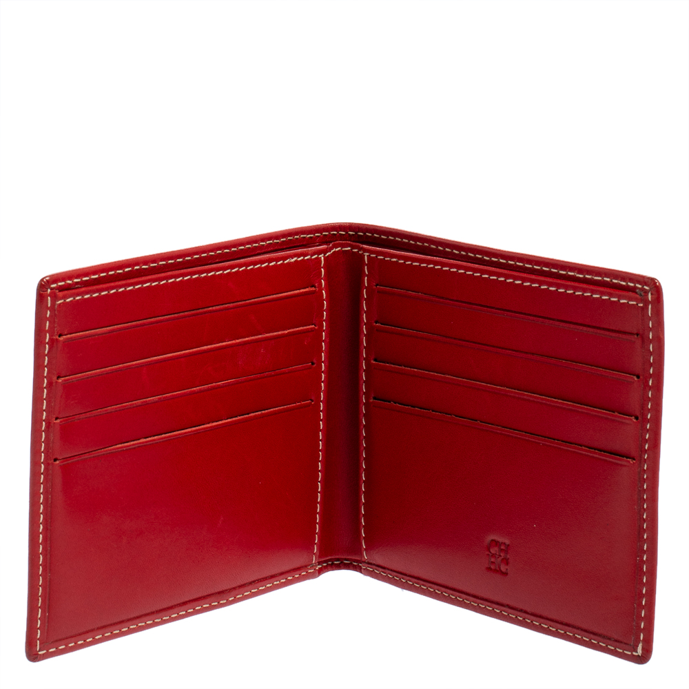 

Carolina Herrera Red Monogram Leather Bifold Wallet