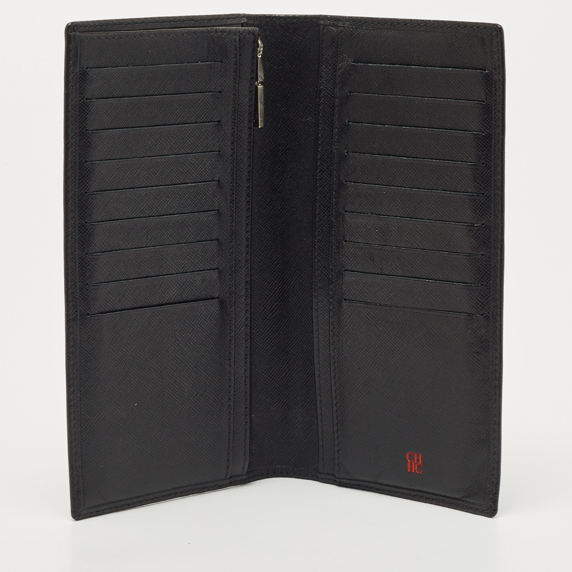

Carolina Herrera Black Leather CH Logo Bifold Wallet