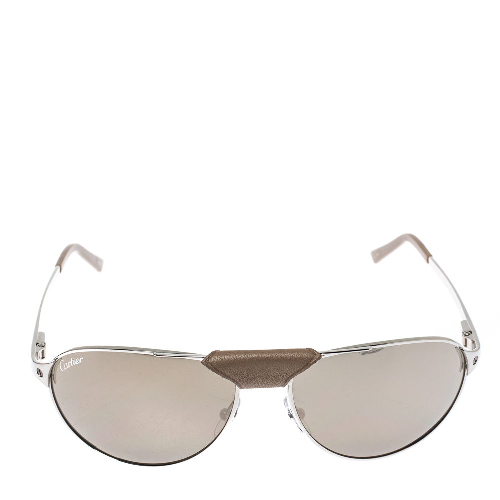 

Cartier Silver Mirrored Santos Dumont Santos de Cartier Wayfarer Sunglasses