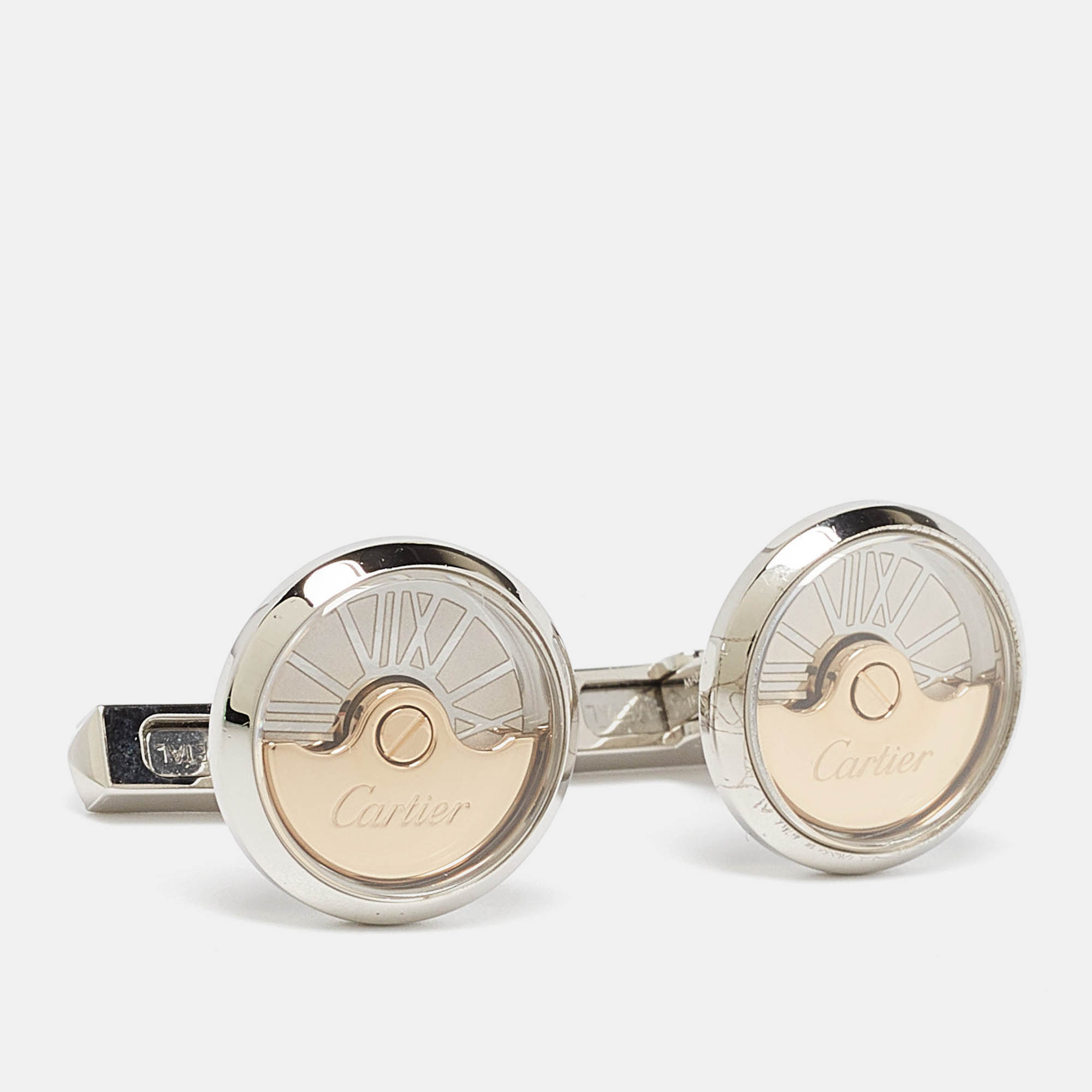 

Cartier Oscillating Weight Two Tone Sterling Silver Cufflinks