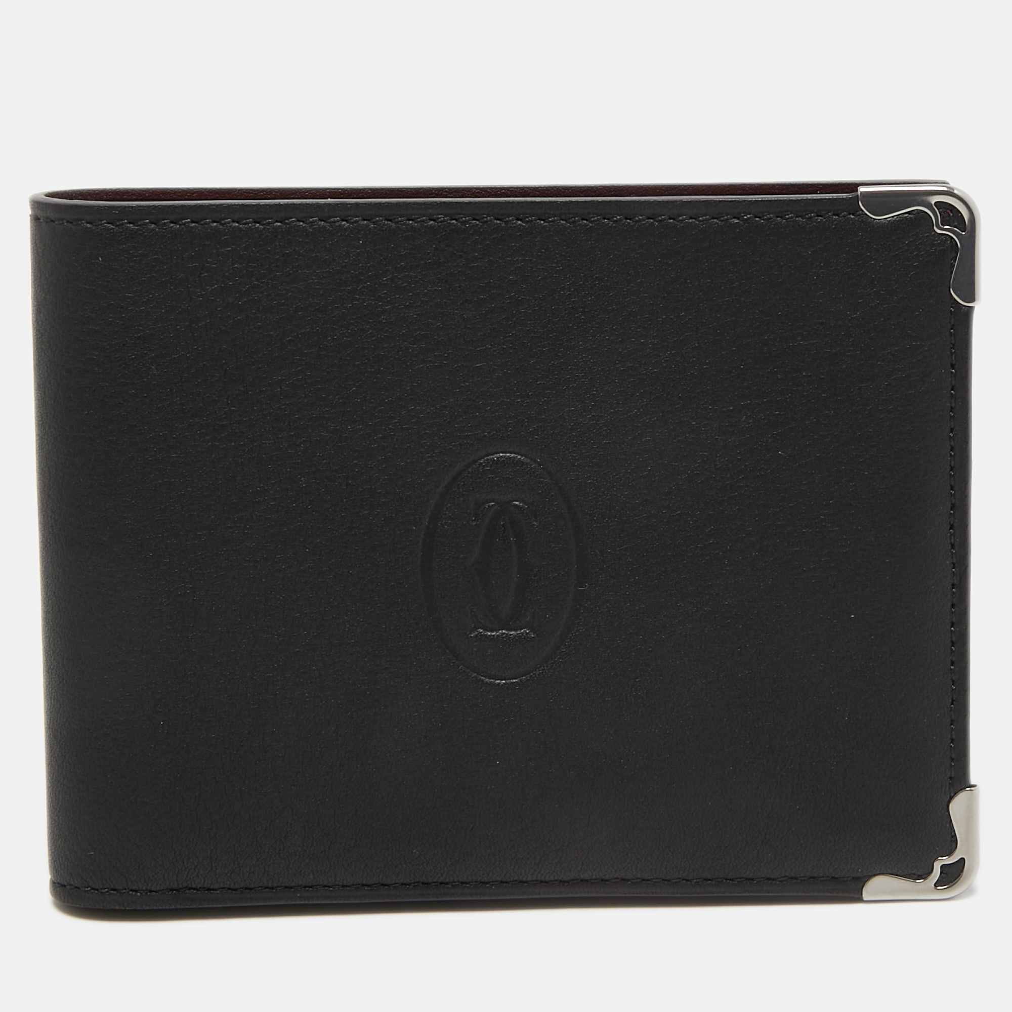 Cartier Black Leather Must De Cartier 6CC Bifold Wallet