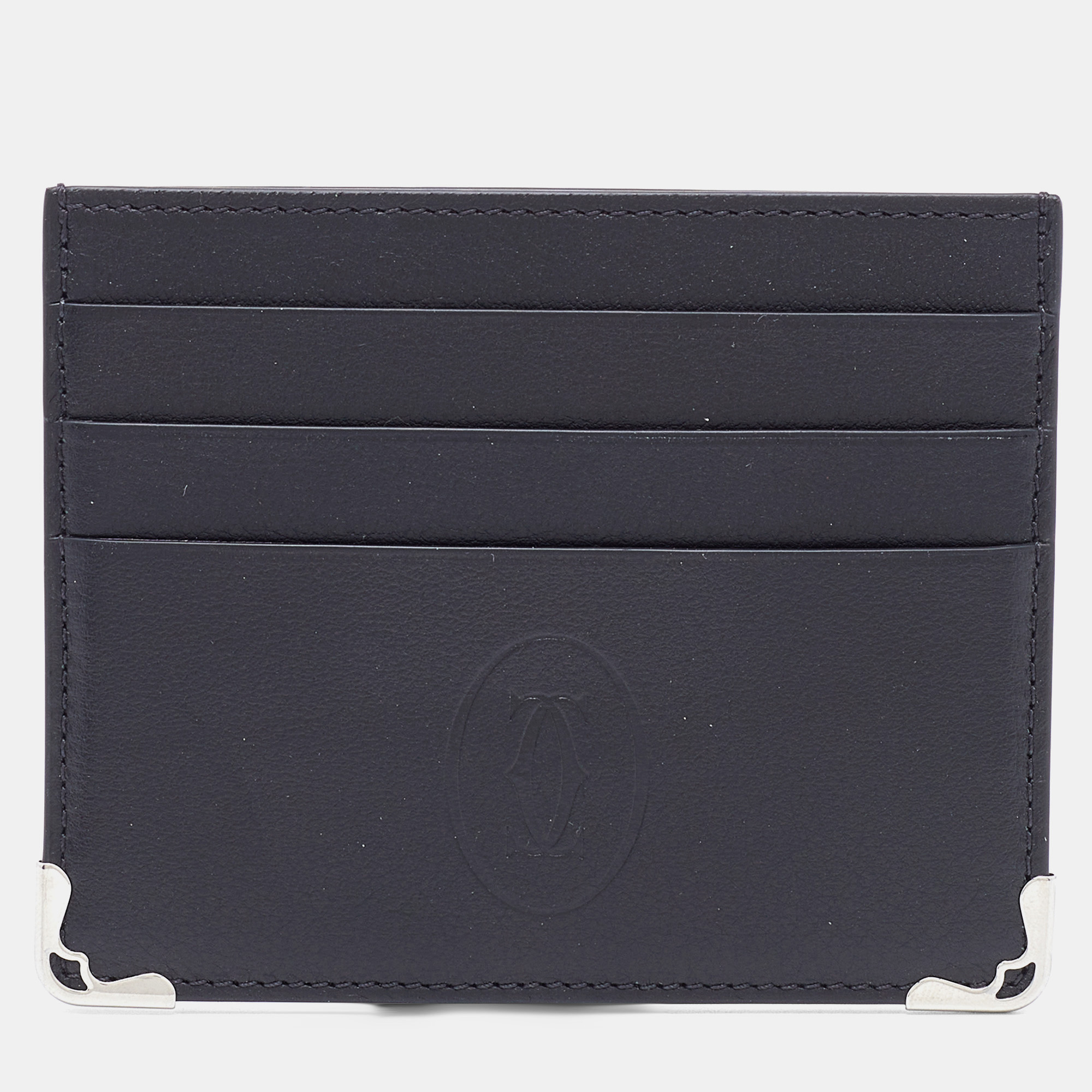 Pre Owned Cartier Black Leather Must de Cartier Card Holder