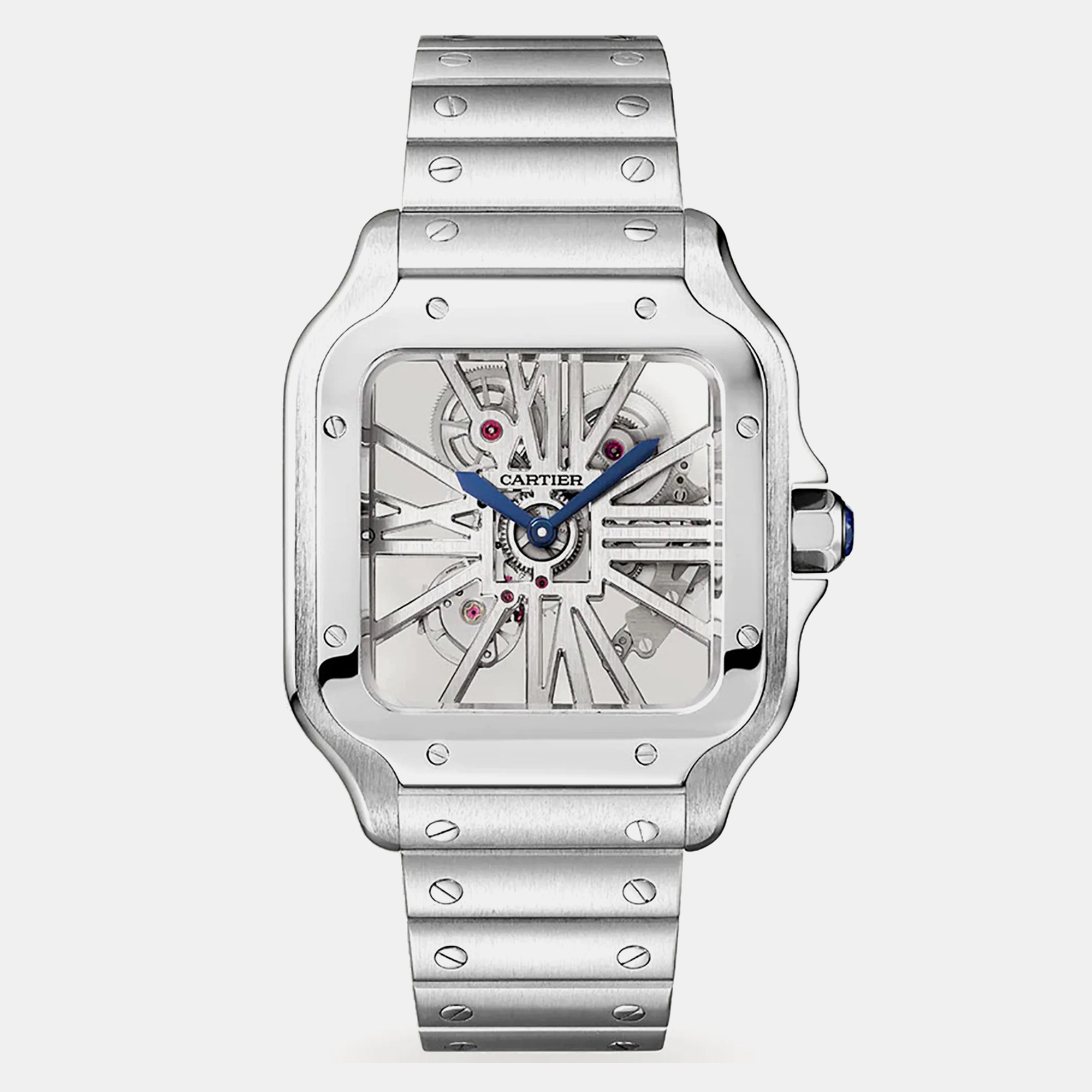 

Cartier Transparent Silver Santos de Cartier Automatic Men's Wristwatch