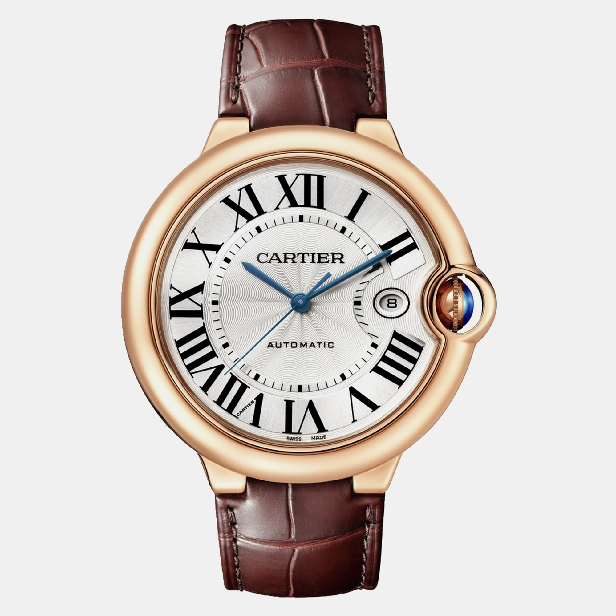 

Cartier Silver Brown Ballon Bleu de Cartier Automatic Men's Wristwatch