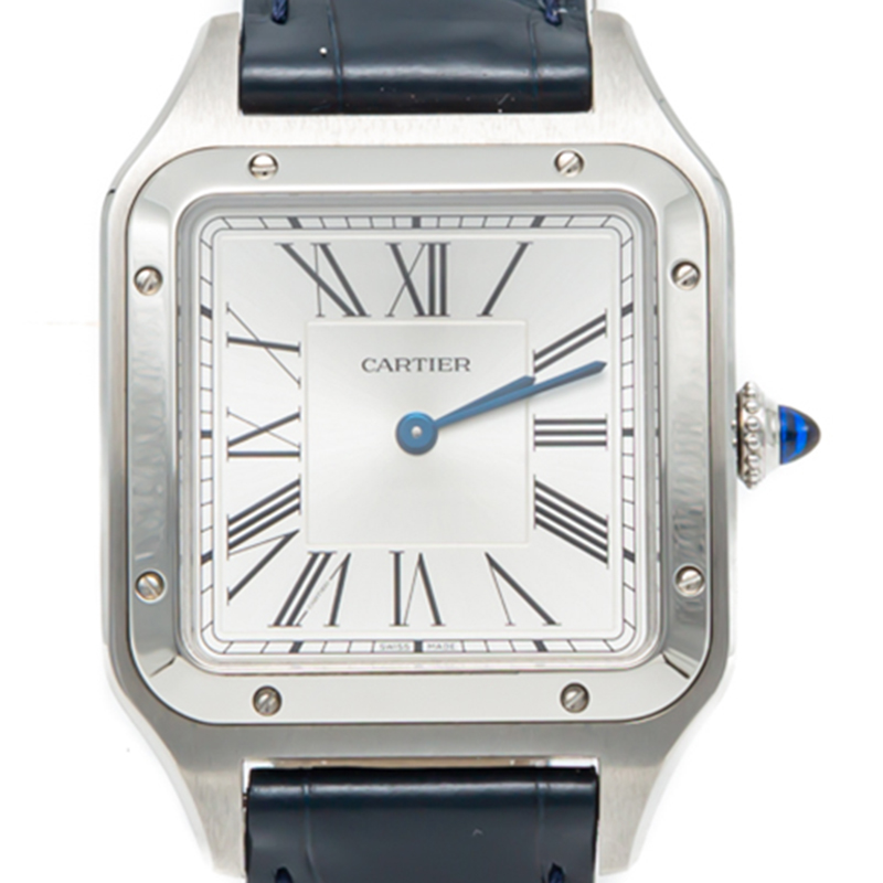 

Cartier Silver Dial Santos Dumont Stainless Steel Leather Strap Watch