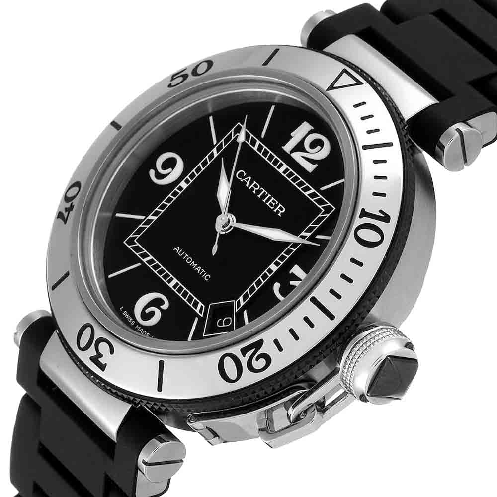 

Cartier Black Stainless Steel Pasha Seatimer W31077U2 Men's Wristwatch 40.5 MM