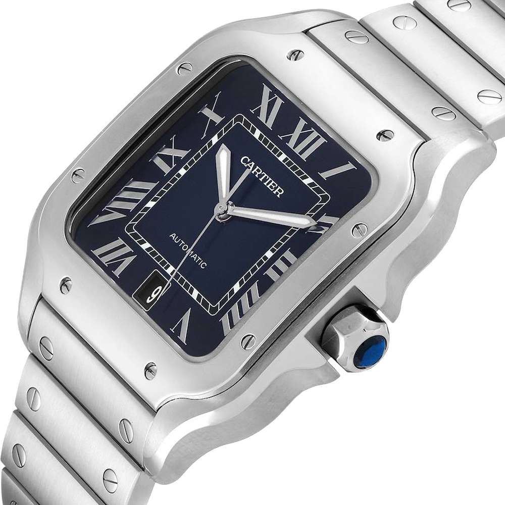 

Cartier Blue Stainless Steel Santos WSSA0030 Men's Wristwatch 39 MM