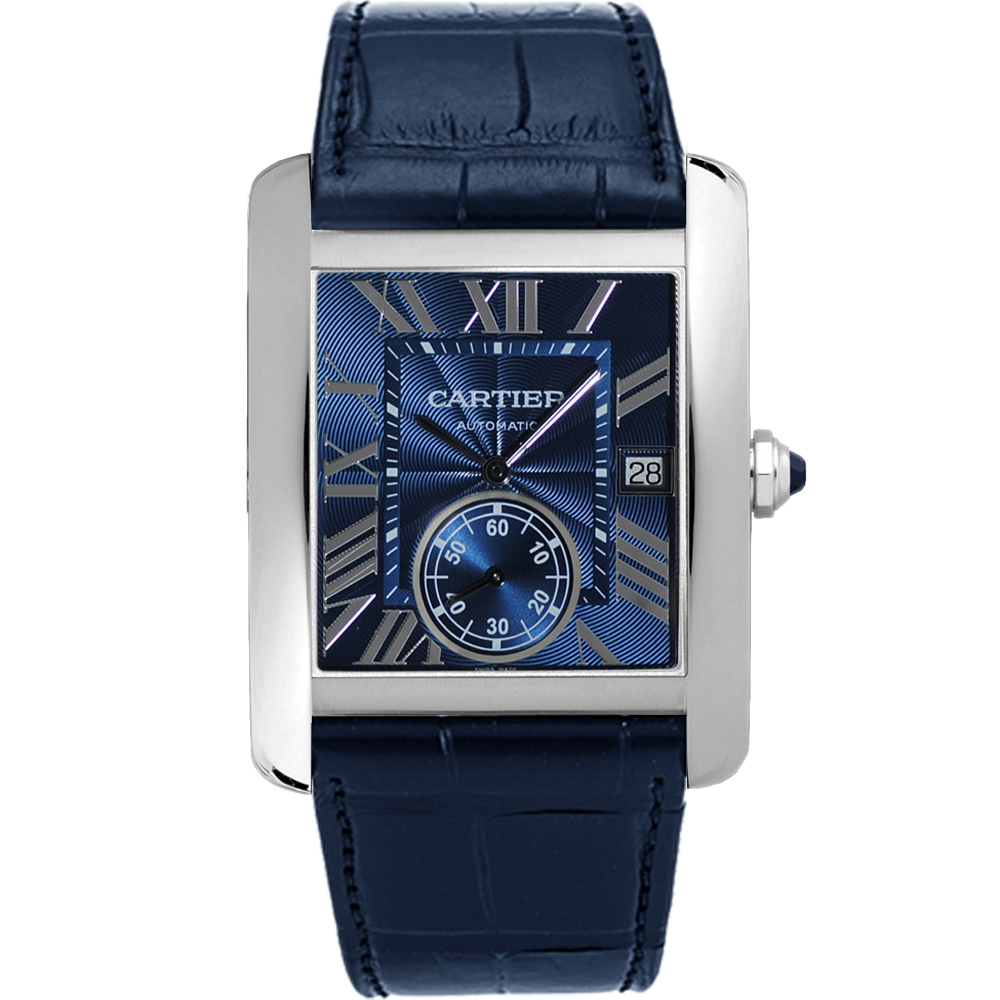 

Cartier Blue Stainless Steel Tank MC WSTA0010 Automatic Men's Wristwatch