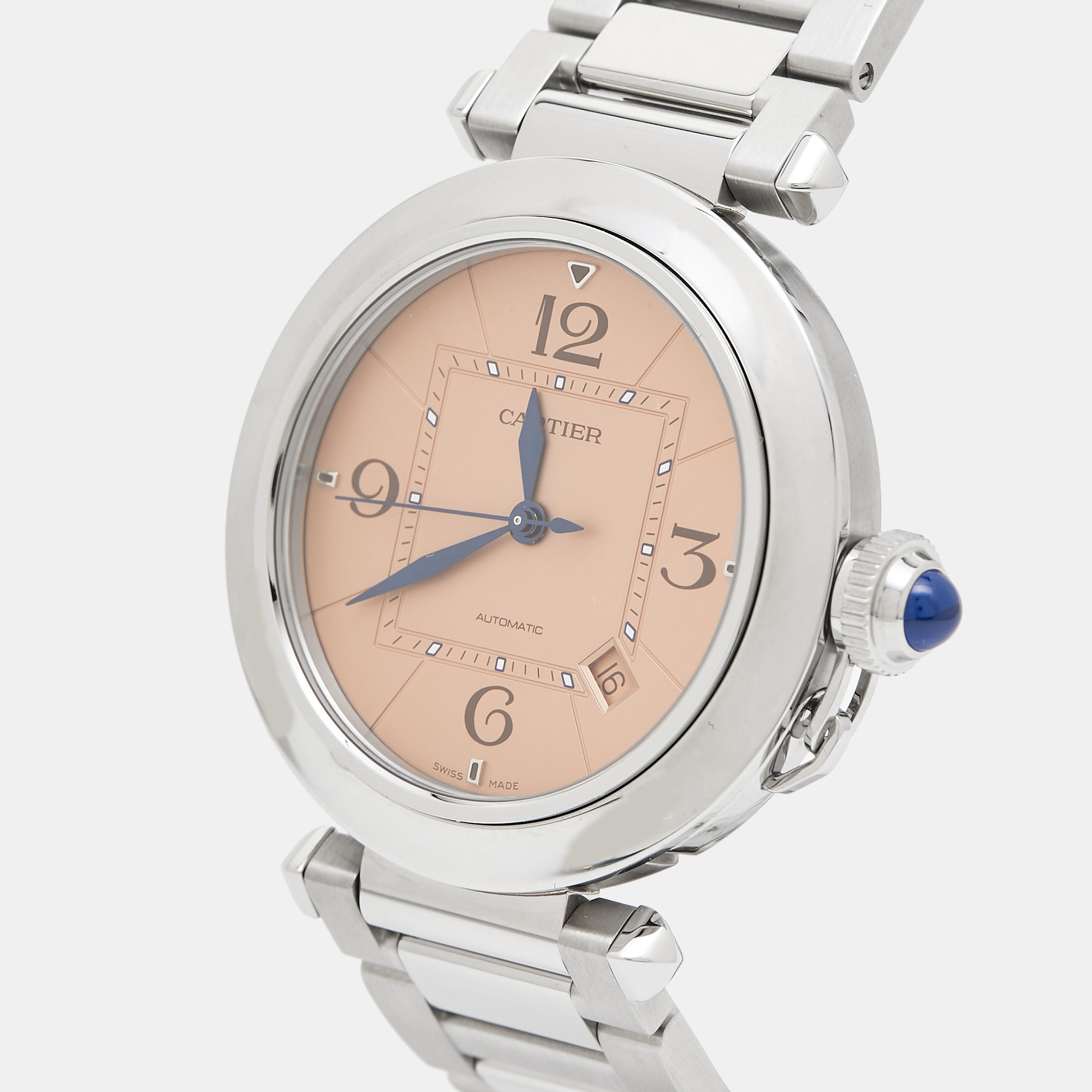 

Cartier Salmon Stainless Steel Pasha De Cartier WSPA0040 Men's Wristwatch, Silver