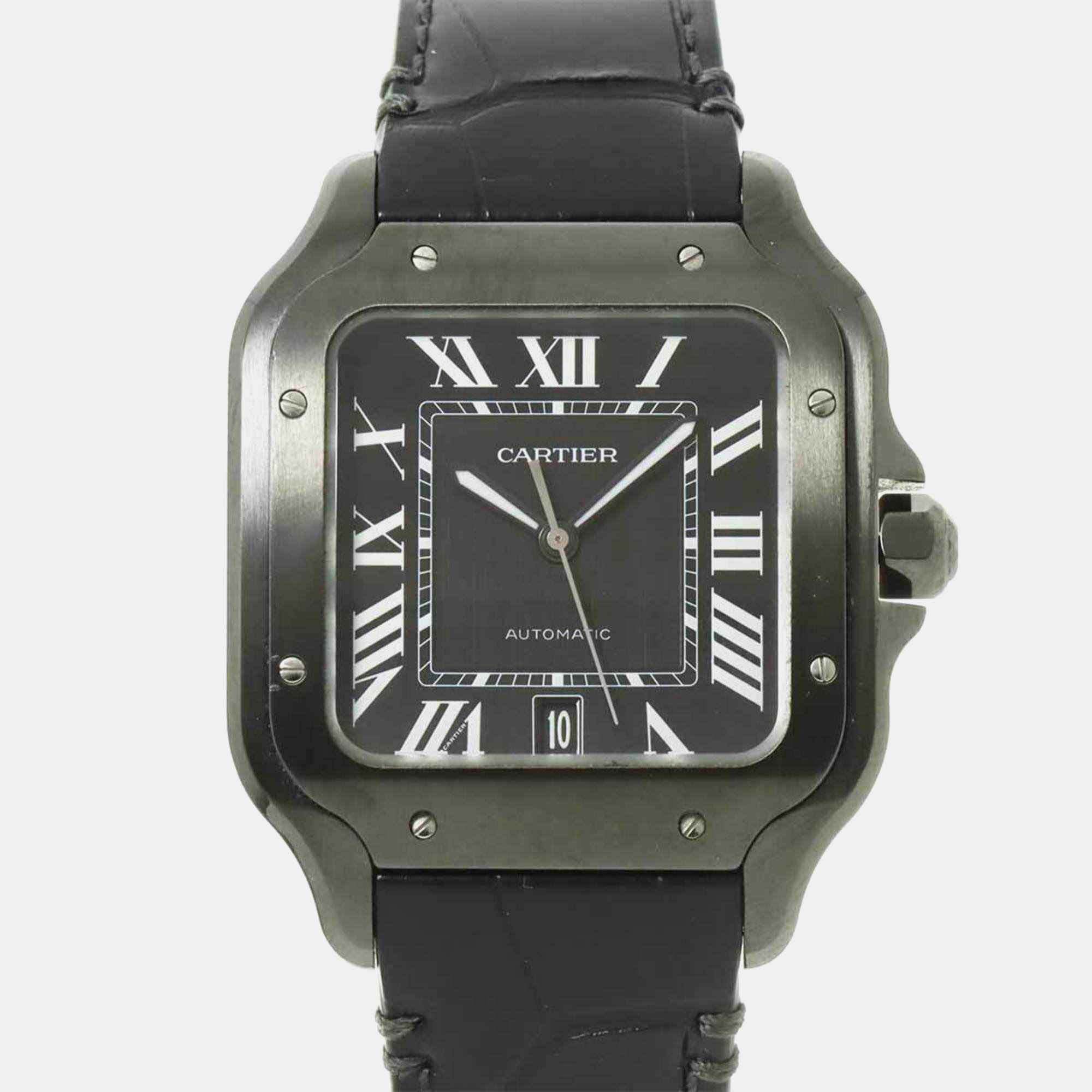 

Cartier Black Stainless Steel Santos Automatic Men's Wristwatch