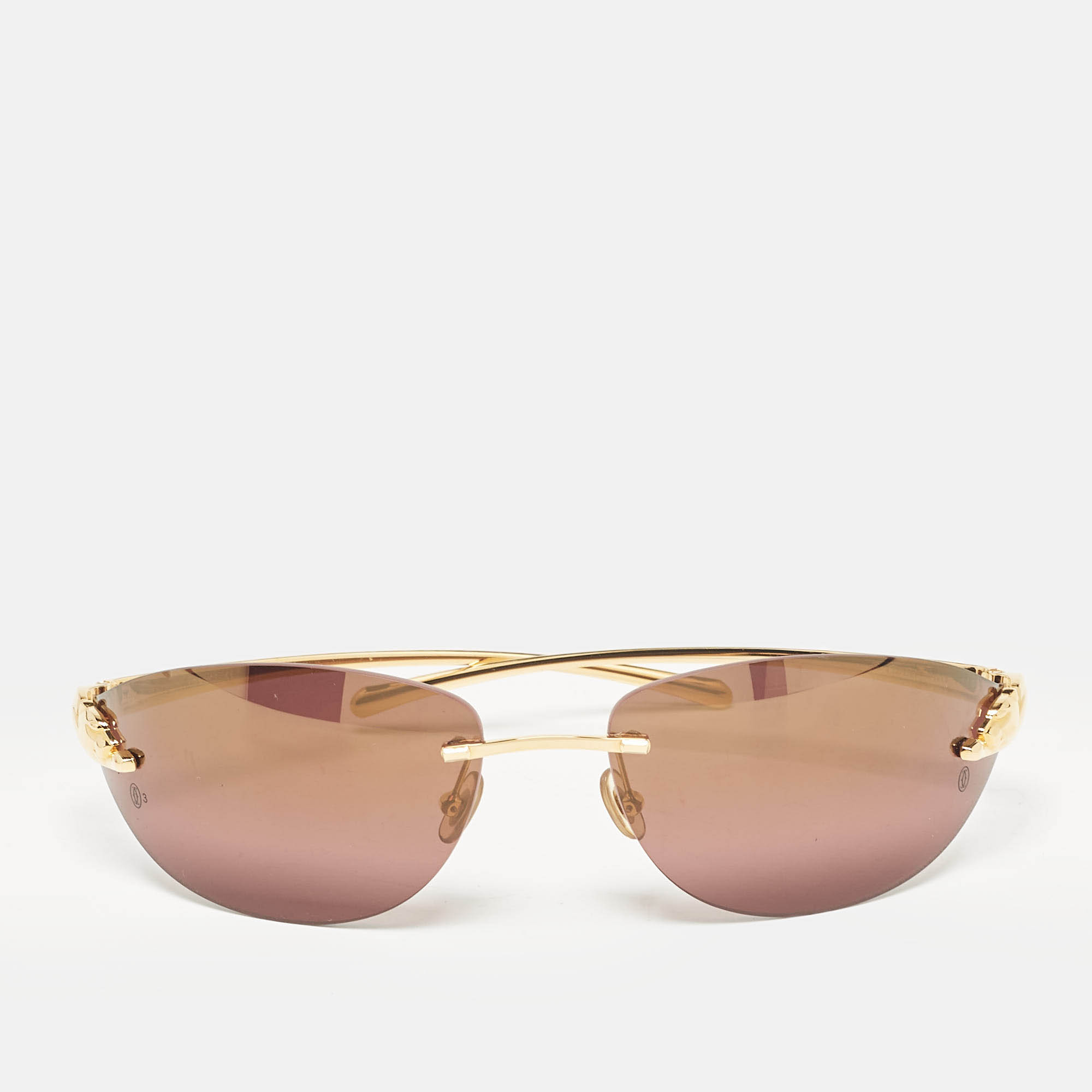 

Cartier Gold/Purple 110 Panthere Rimless Sunglasses