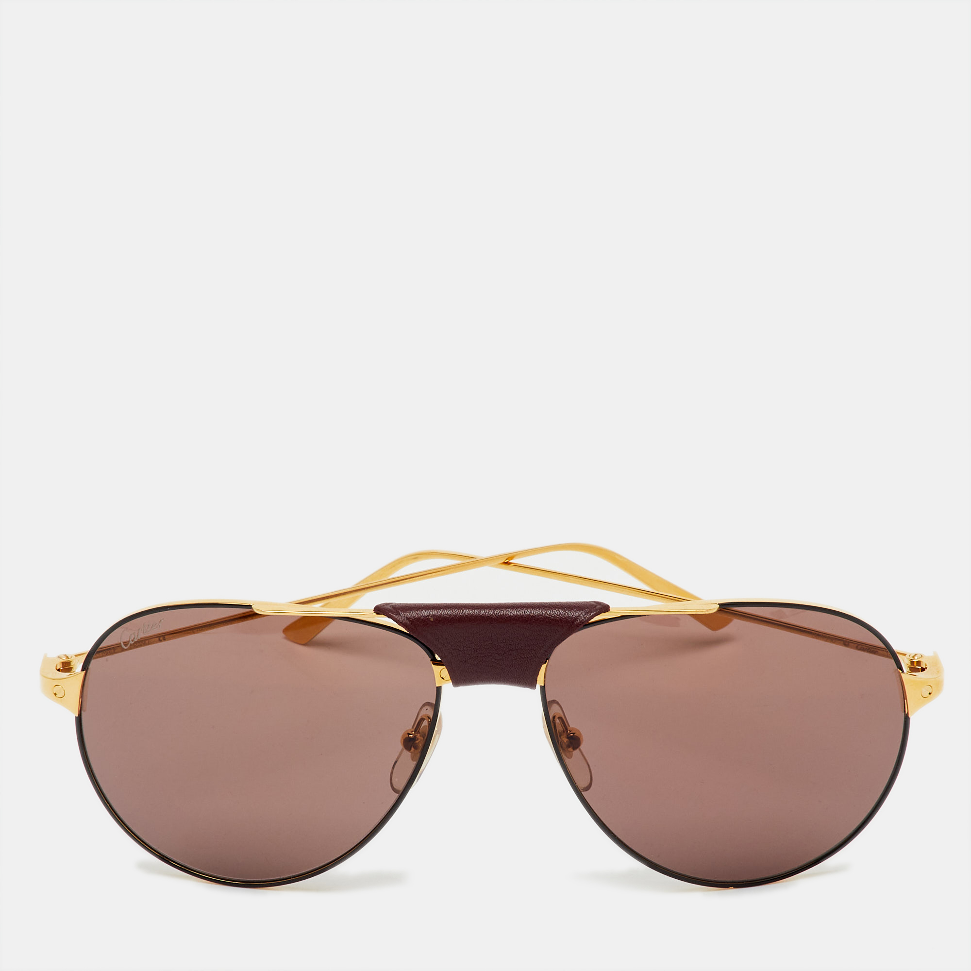 

Cartier Gold Tone/Brown CT0038S Aviator Sunglasses