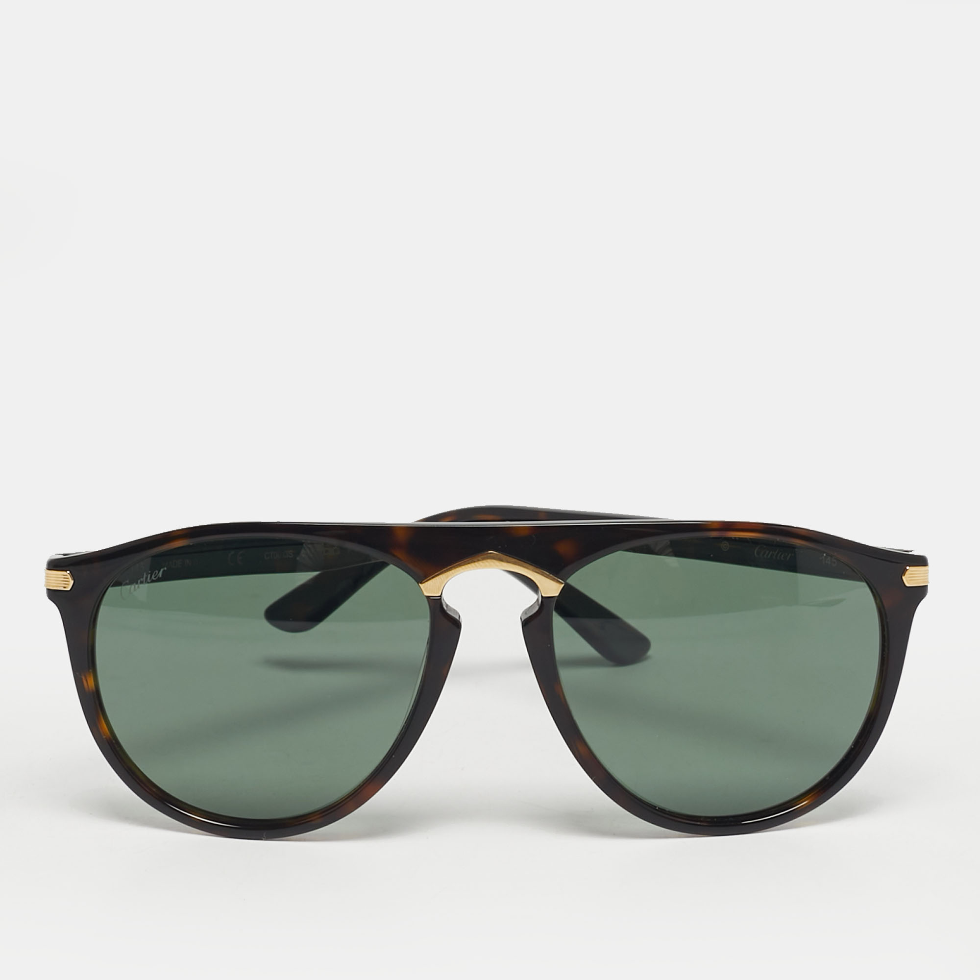 

Cartier Tortoise Brown/Black CT0013S Aviator Sunglasses
