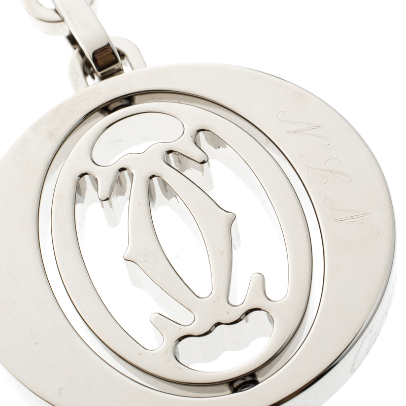 

Cartier Pivoting Double C Decor Silver Tone Keyring