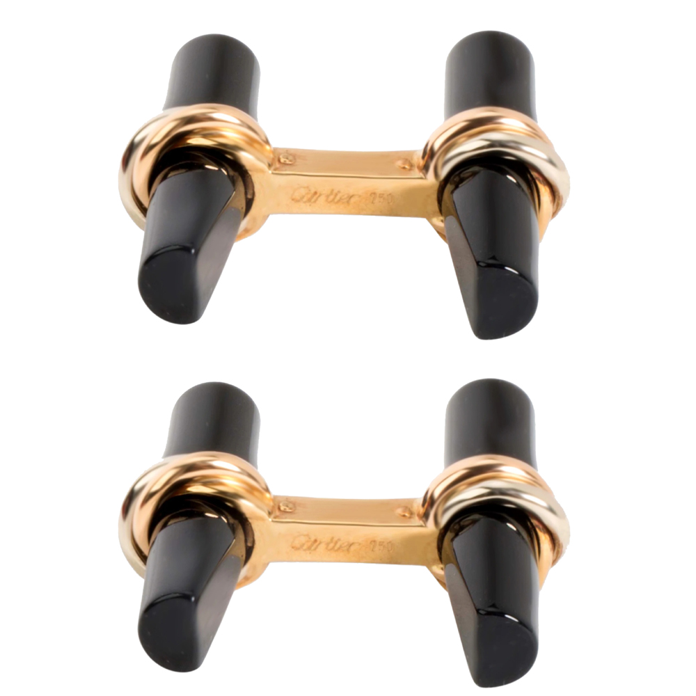 

Cartier 18K Yellow Gold Daily Mood Onyx And Crystal Interchangeable Cufflinks