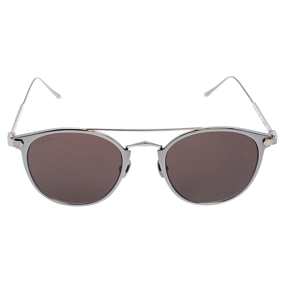 

Cartier Grey/Silver Tone Metal C De Cartier Mirror Sunglasses