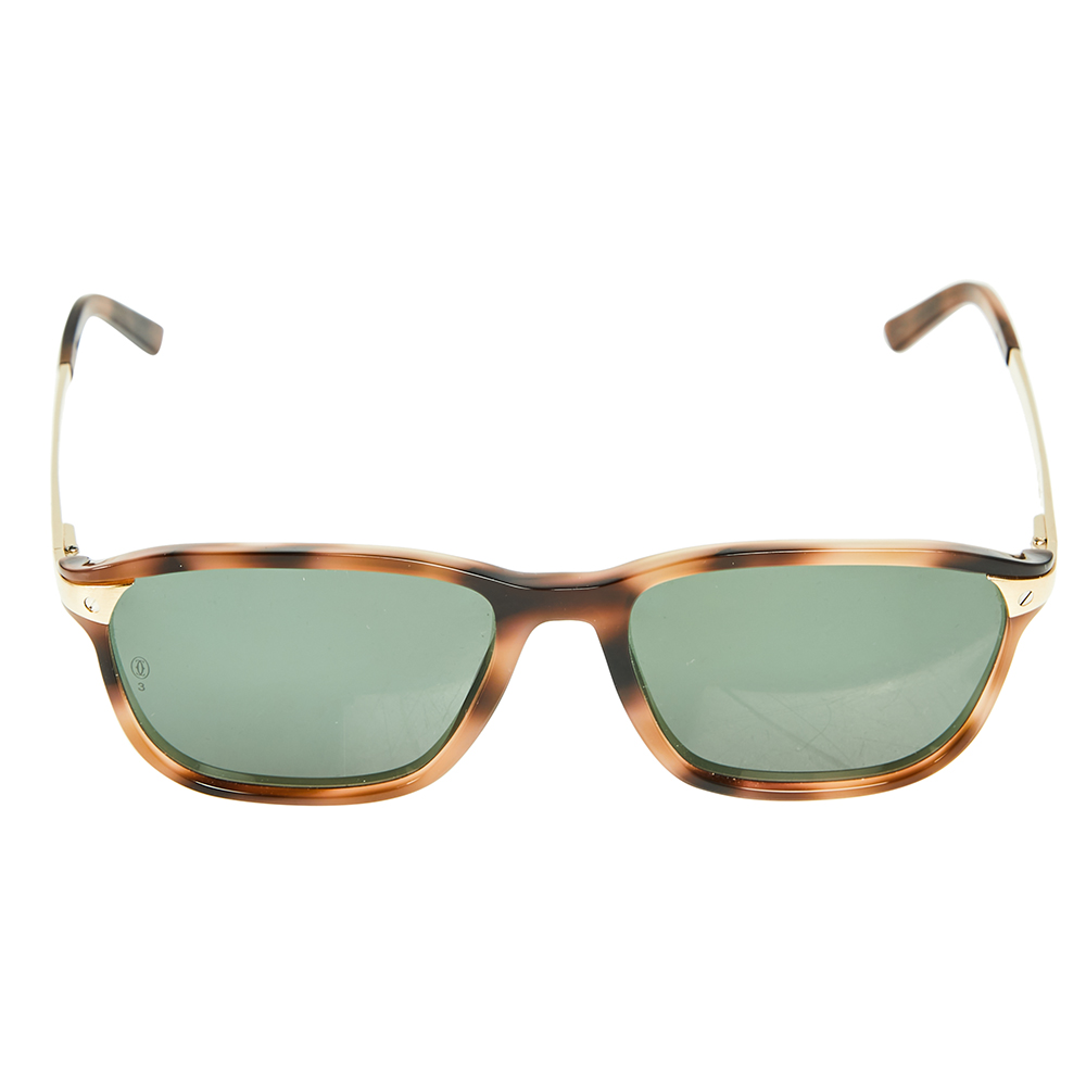 

Cartier Brown Havana/ Green Santos de Cartier Wayfarer Sunglasses