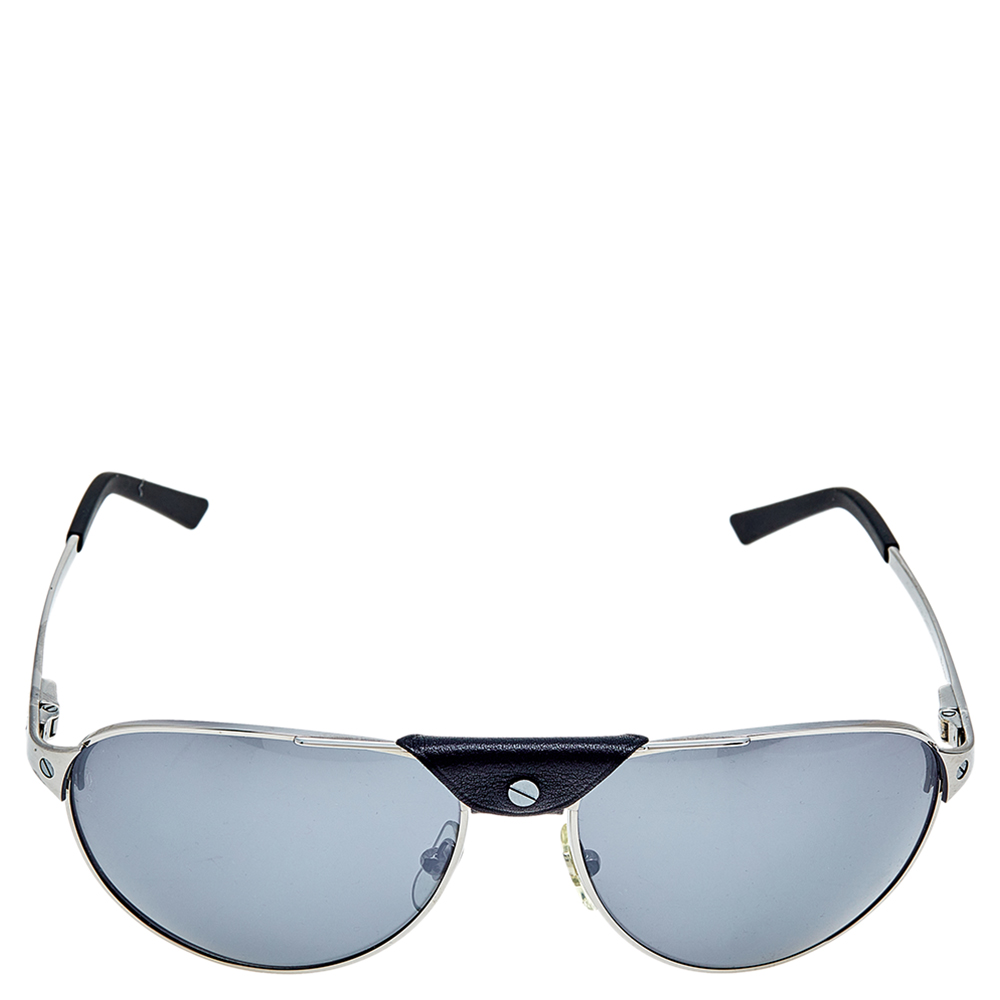 

Cartier Brushed Ruthenium Tone/ Grey Santos Dumont Sunglasses