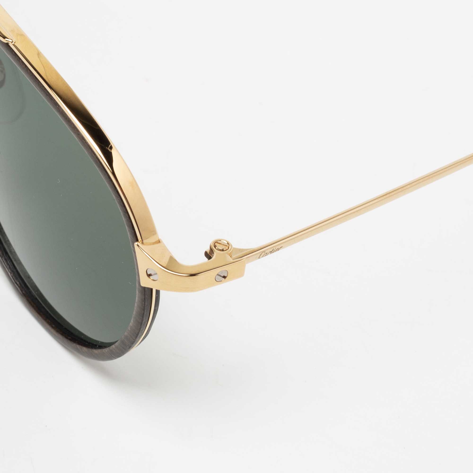 

Cartier Gold/Green Mirror Santos De Cartier Sunglasses