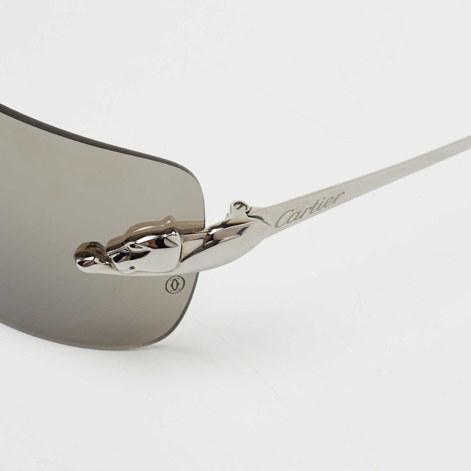 

Cartier Silver Tone/ Grey Panthère de Cartier Shield Sunglasses