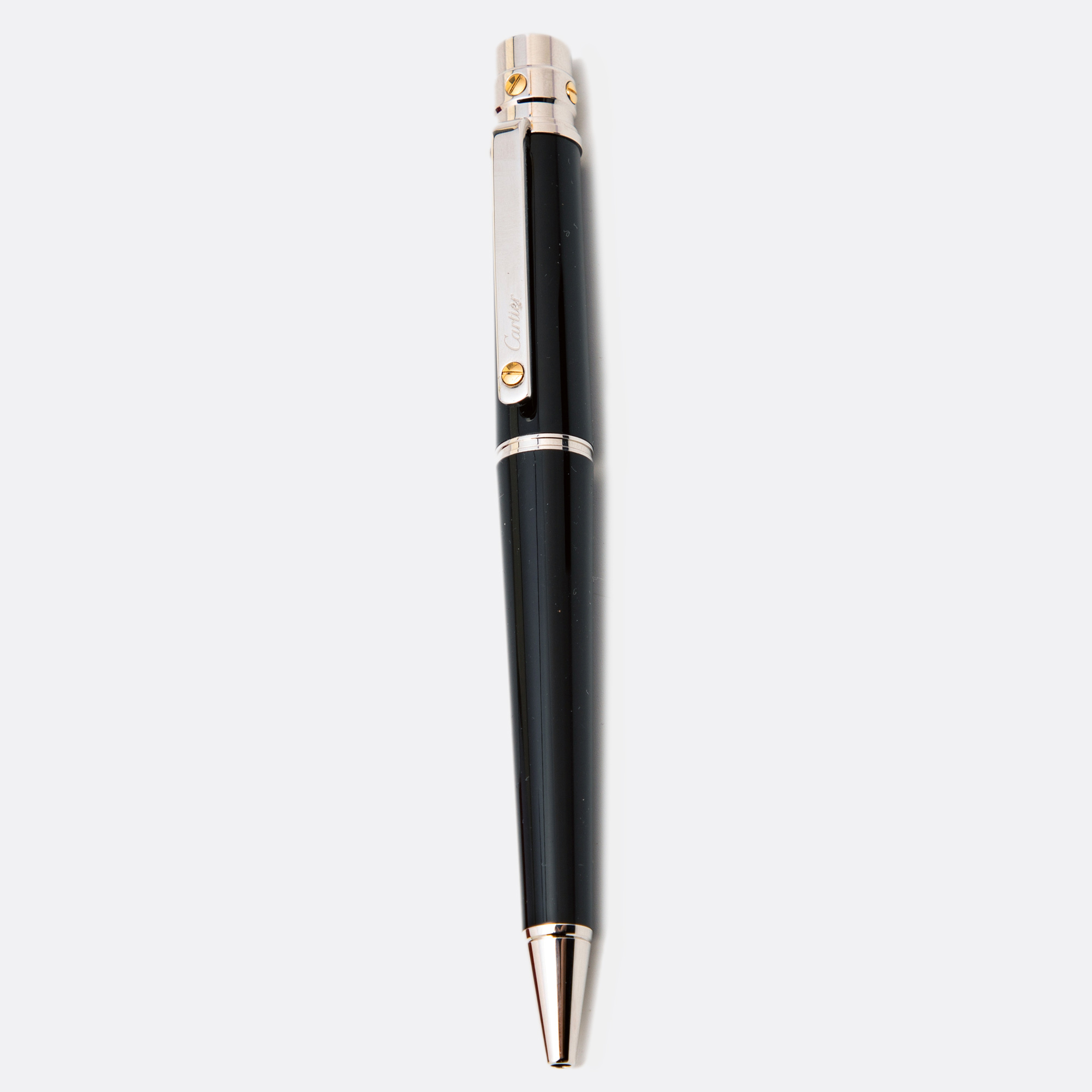 مملوكة مسبقًا Cartier Santos de Cartier Black Composite Two Tone Ballpoint Pen