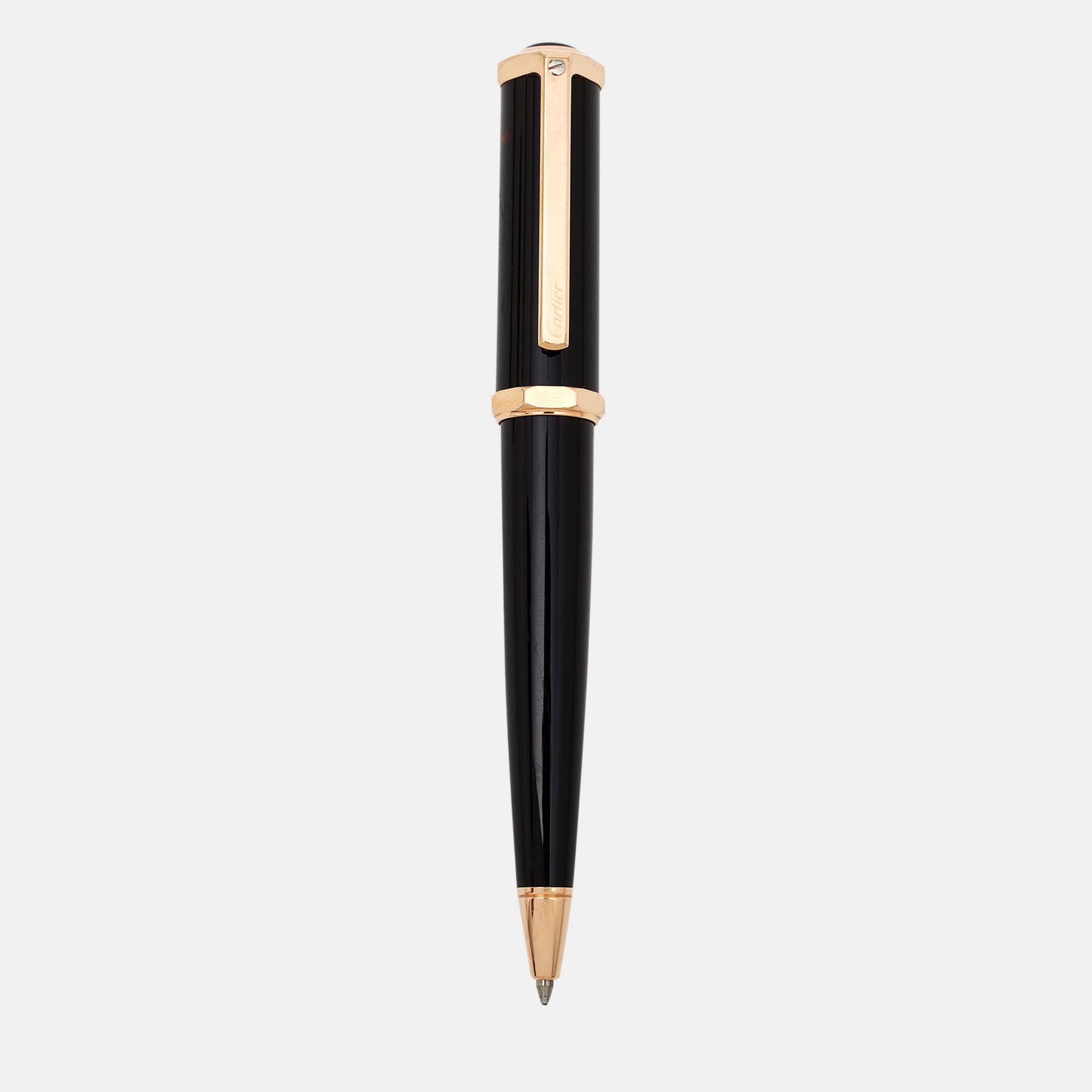 مملوكة مسبقًا Cartier Santos-Dumont Black Composite Rose Gold Finish Ballpoint Pen