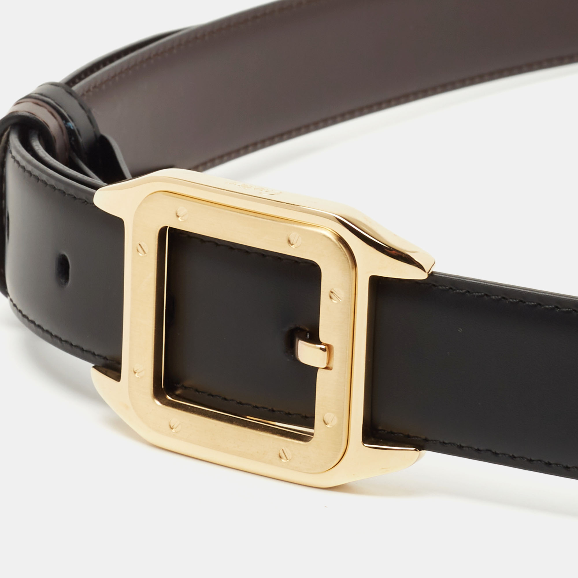 

Cartier Black/Brown Leather Santos de Cartier Reversible Belt