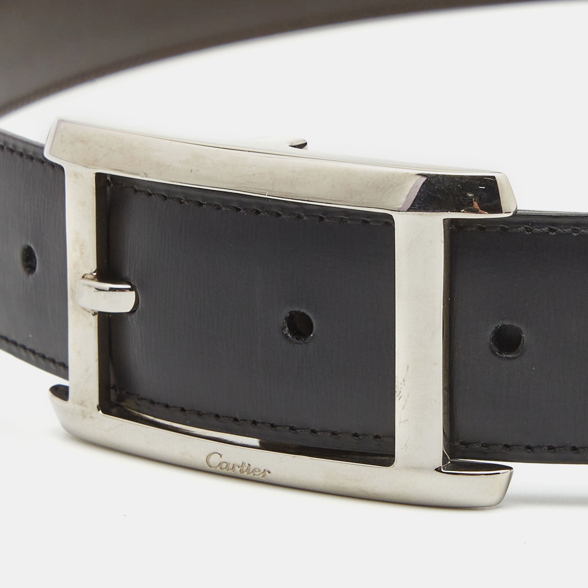 

Cartier Black Leather Buckle Belt